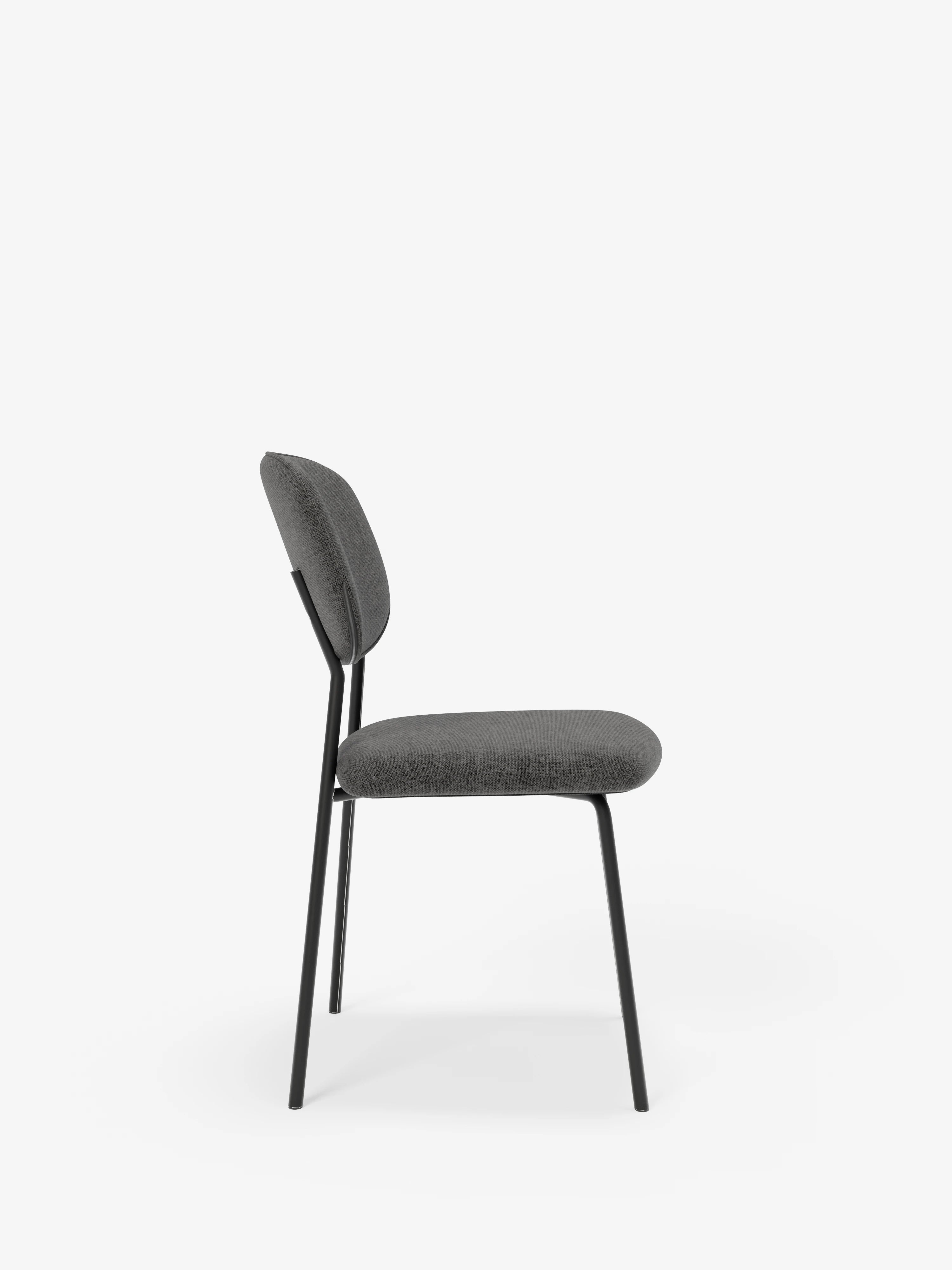 Ellis chaise en tissu gris foncé avec pieds en métal peint noir