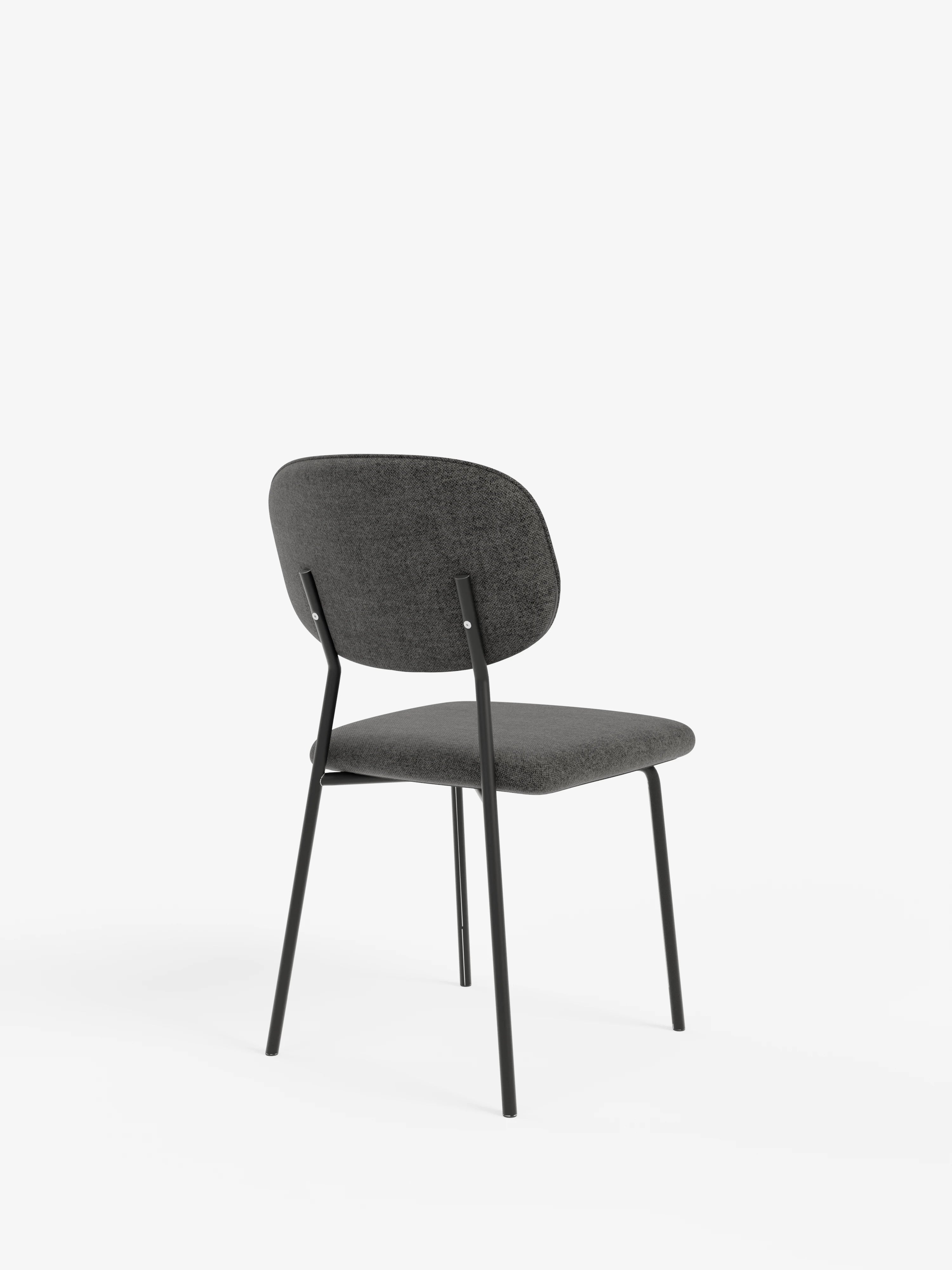 Ellis chaise en tissu gris foncé avec pieds en métal peint noir