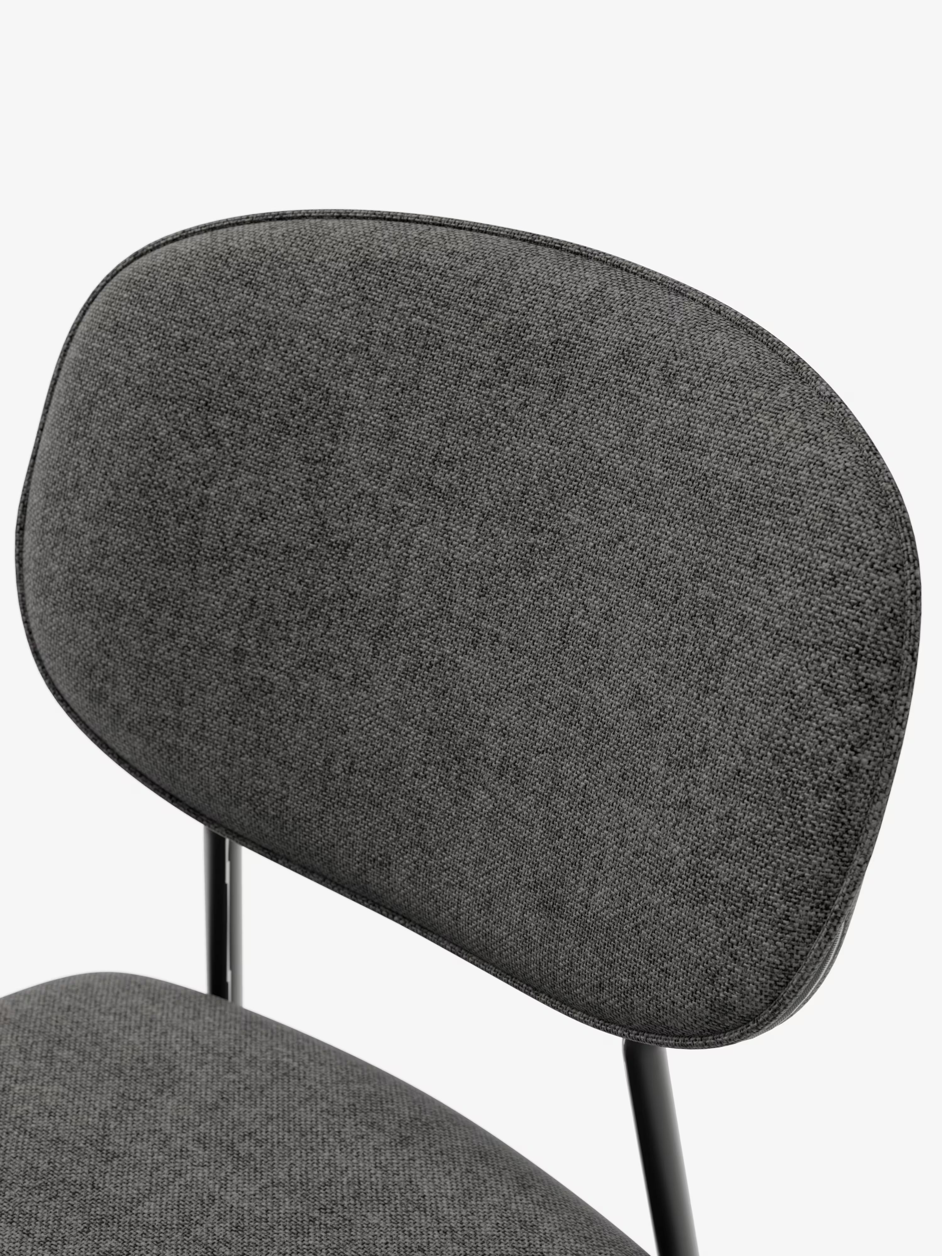 Ellis chaise en tissu gris foncé avec pieds en métal peint noir