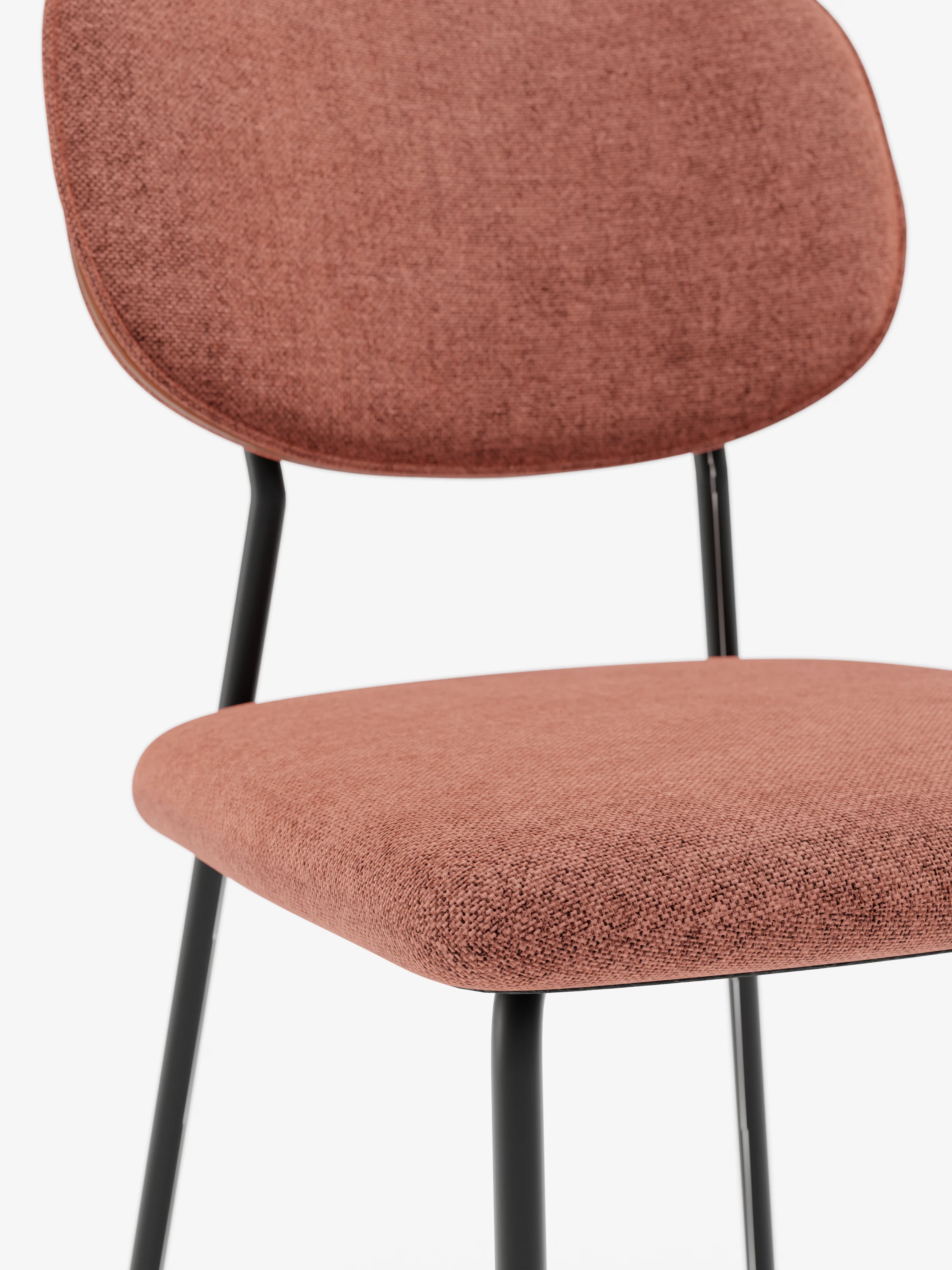 Ellis chaise en tissu rouille avec pieds en métal peint noir