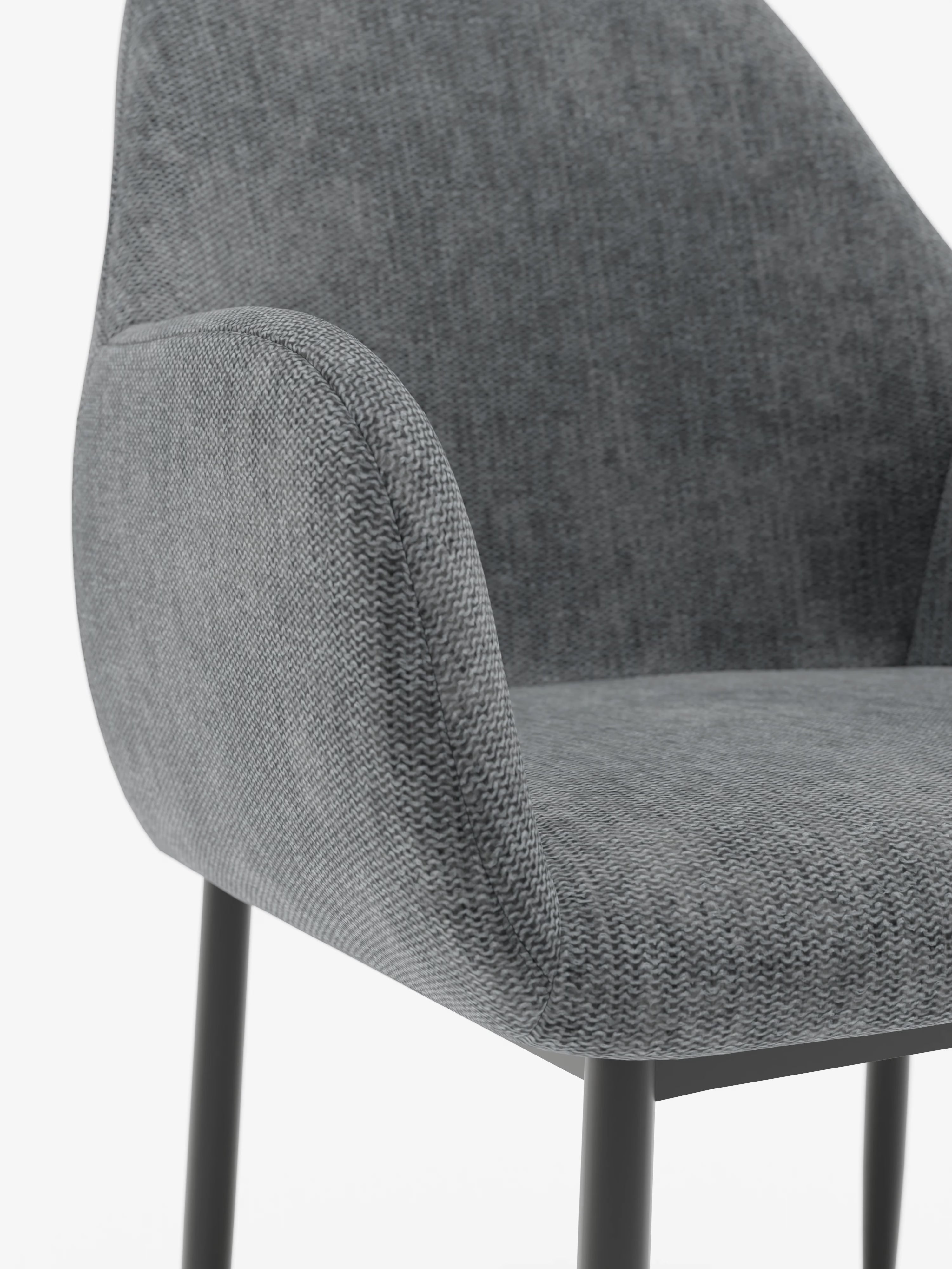 Elodie Chaise rembourrée avec accoudoirs anthracite – design compact et raffiné avec structure en métal