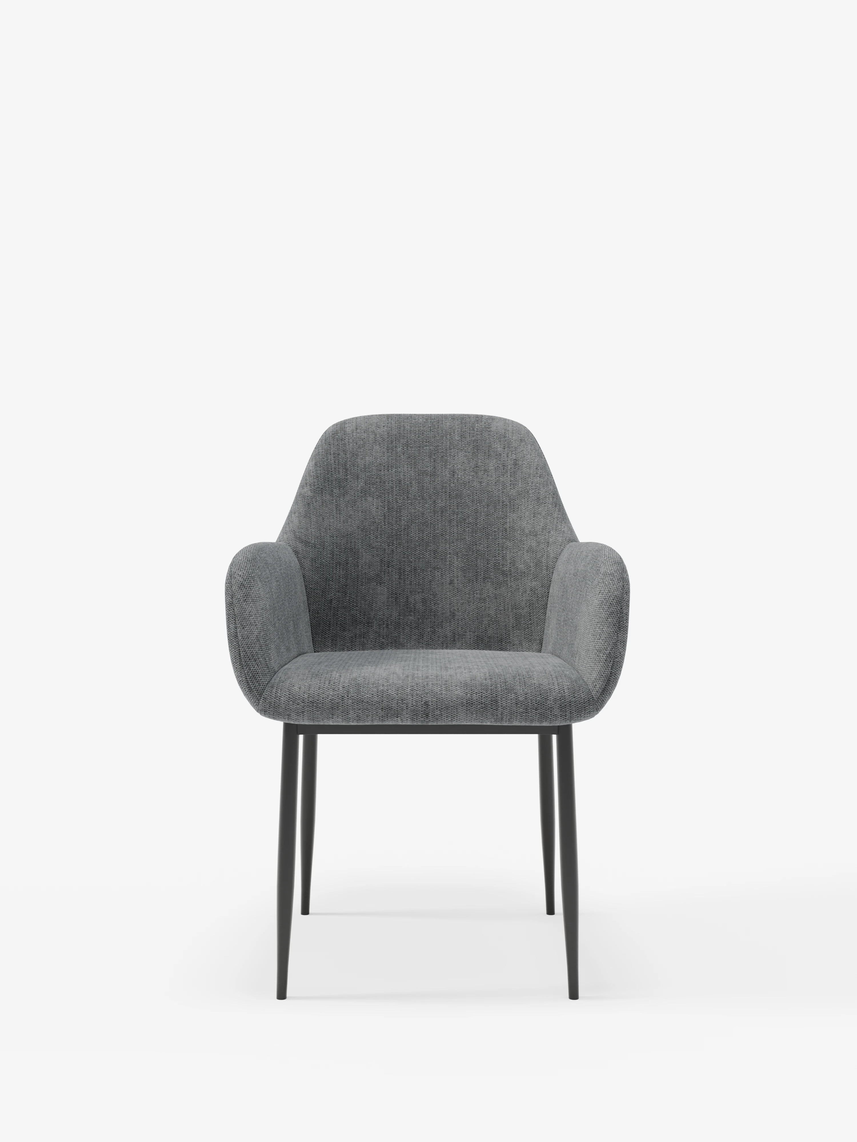 Elodie Upholstered chair with armrests anthracite – compact and refined design with metal frame