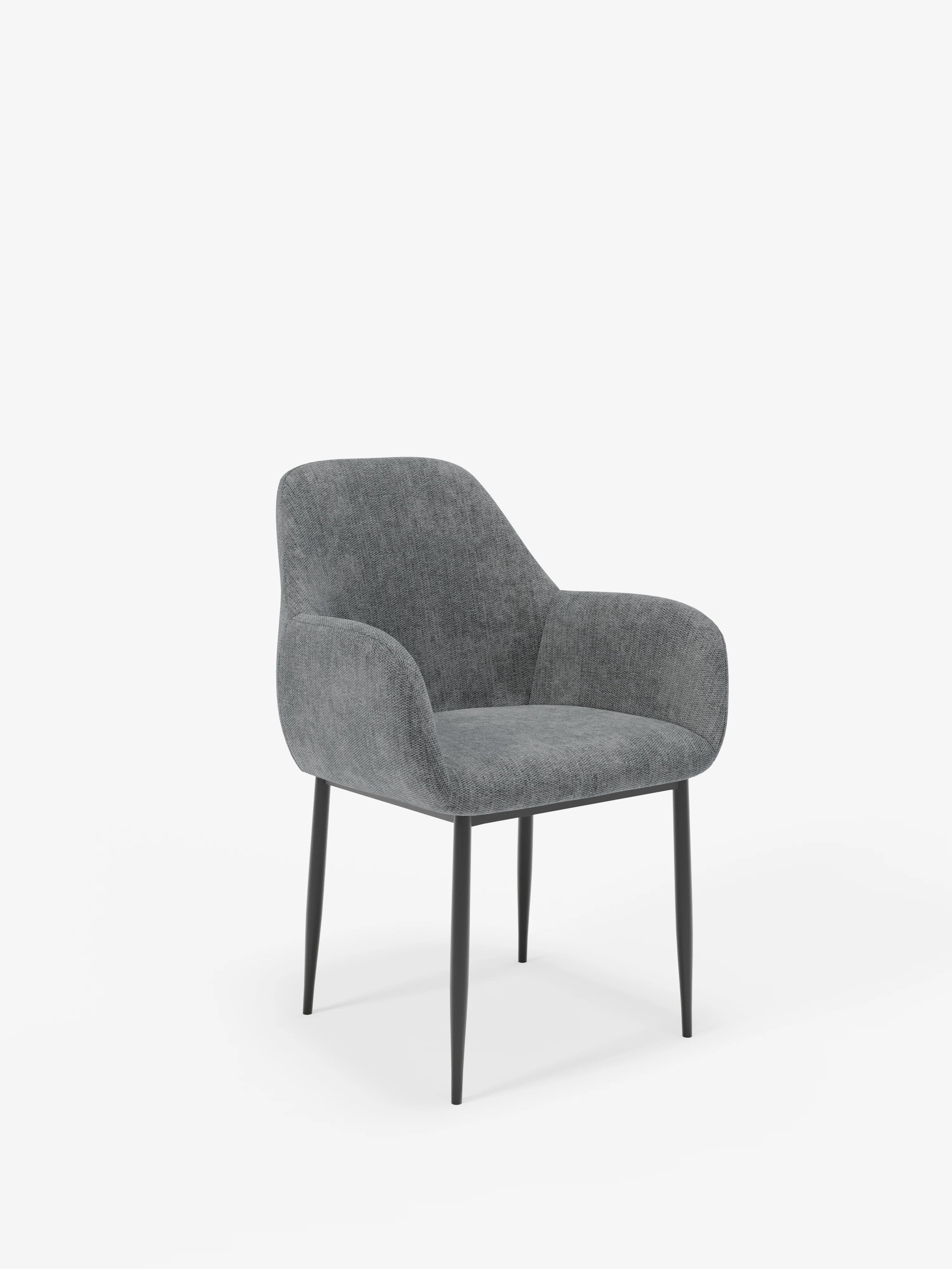 Elodie Upholstered chair with armrests anthracite – compact and refined design with metal frame