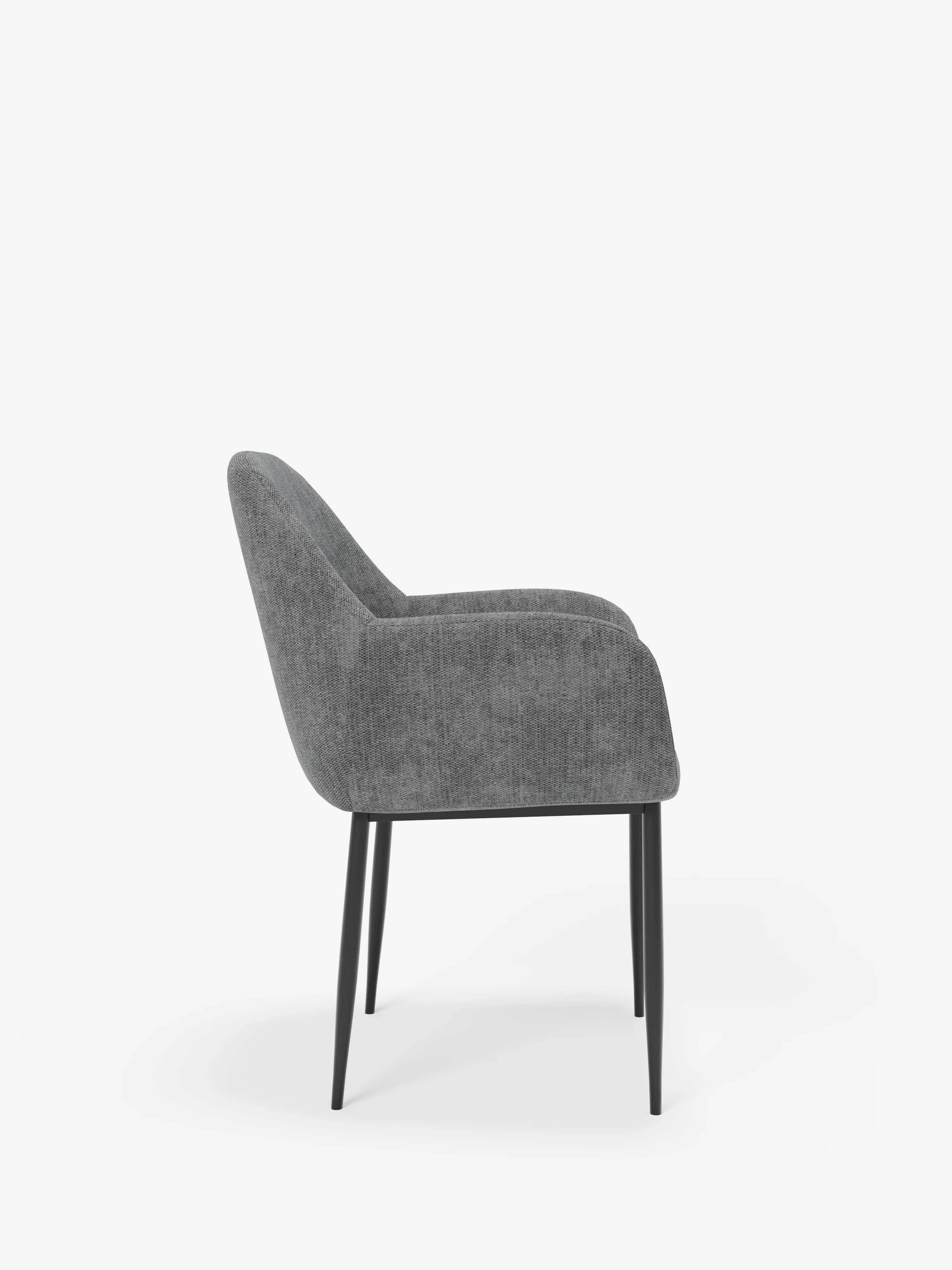 Elodie Chaise rembourrée avec accoudoirs anthracite – design compact et raffiné avec structure en métal