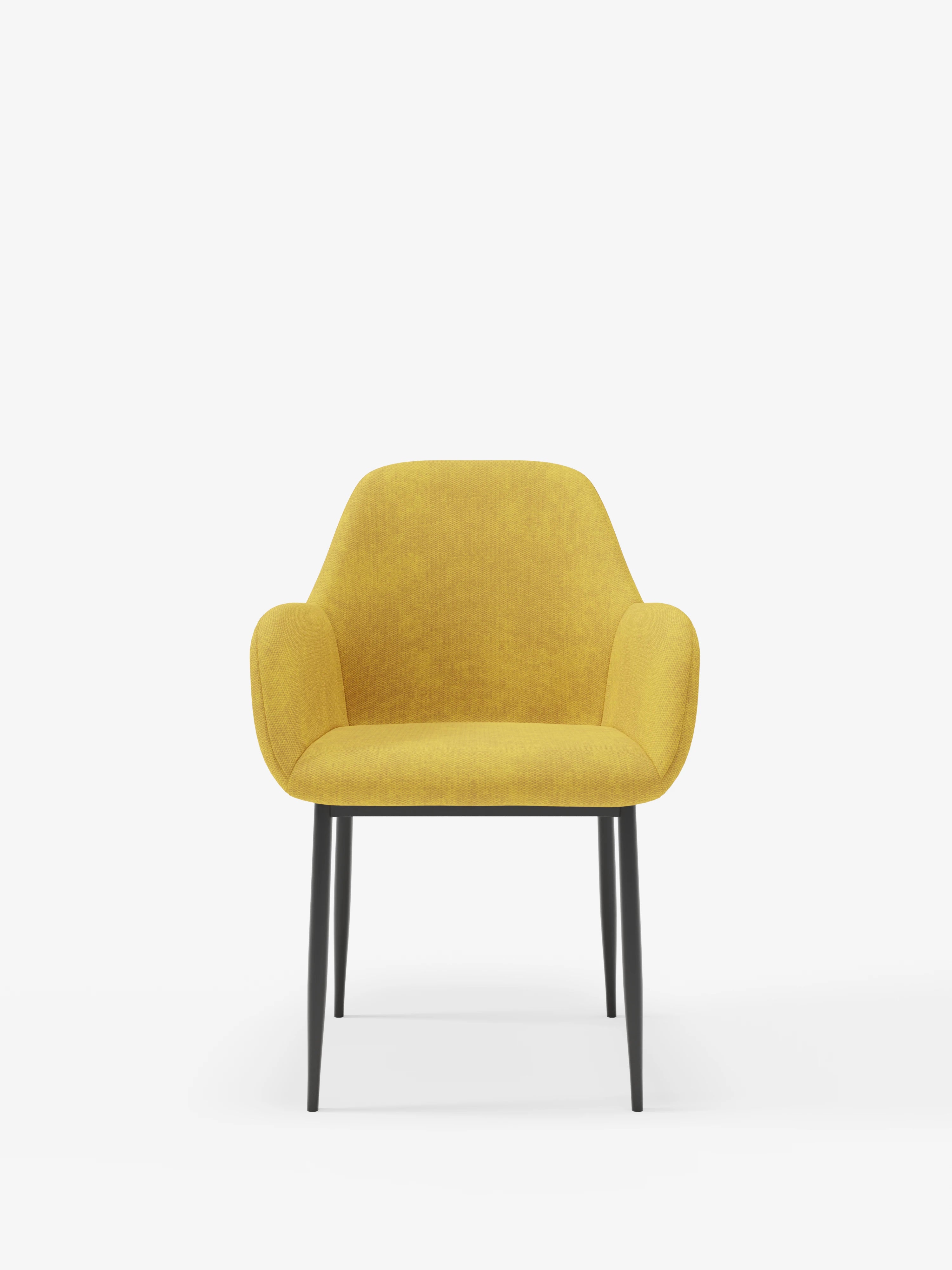 Elodie Upholstered chair with armrests yellow – compact and refined design with metal frame