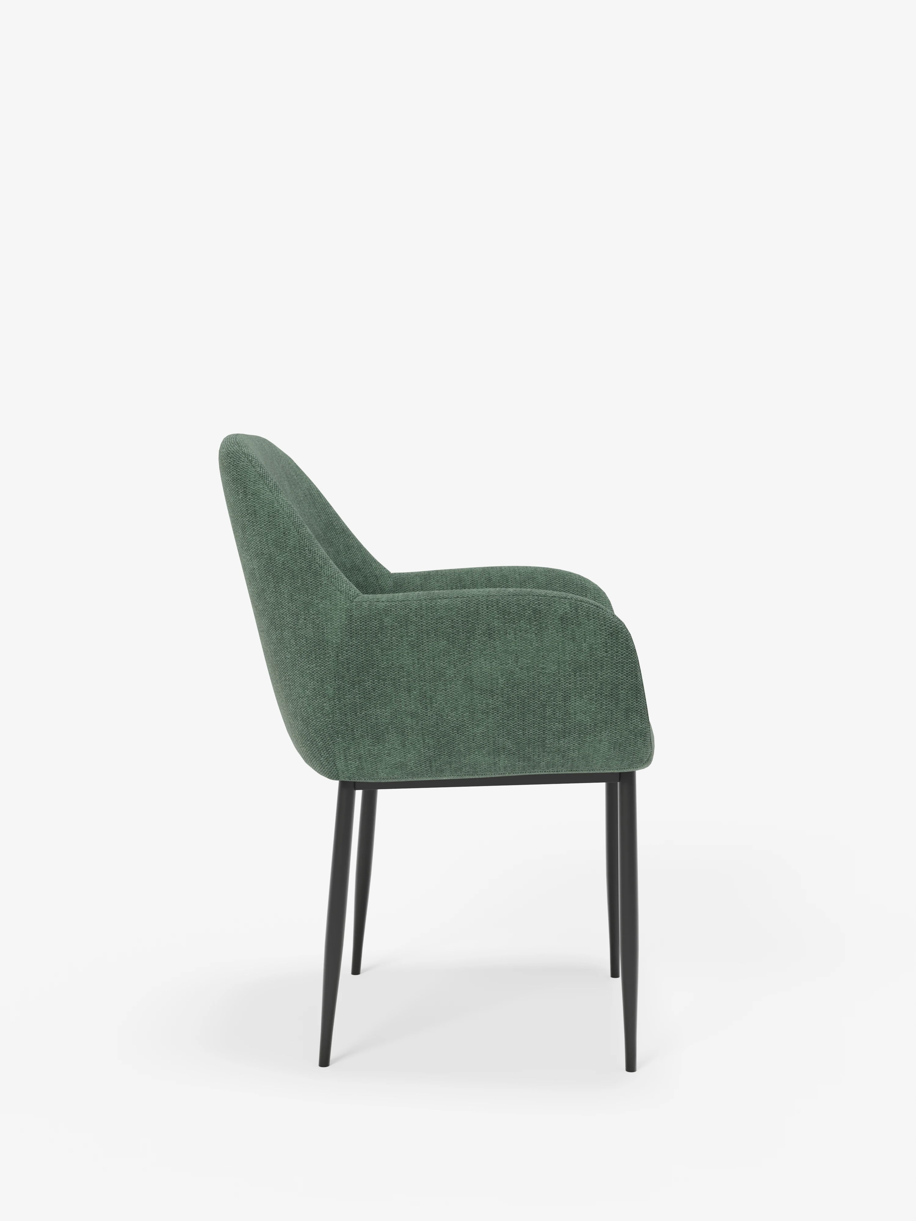 Elodie Chaise rembourrée avec accoudoirs vert – design compact et raffiné avec structure en métal