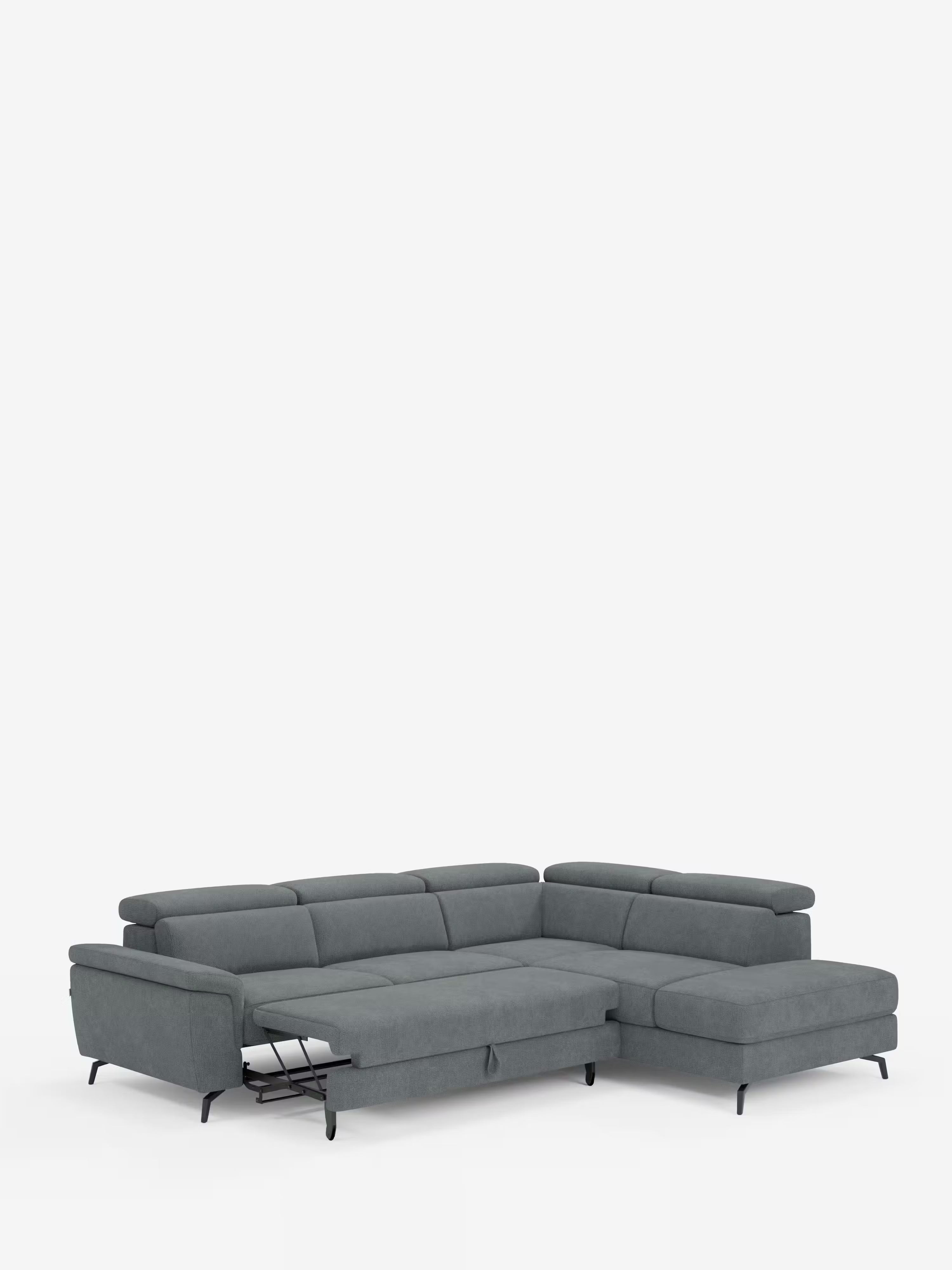 Estro divano angolare con elemento estraibile e poggiatesta reclinabili in tessuto impermeabile