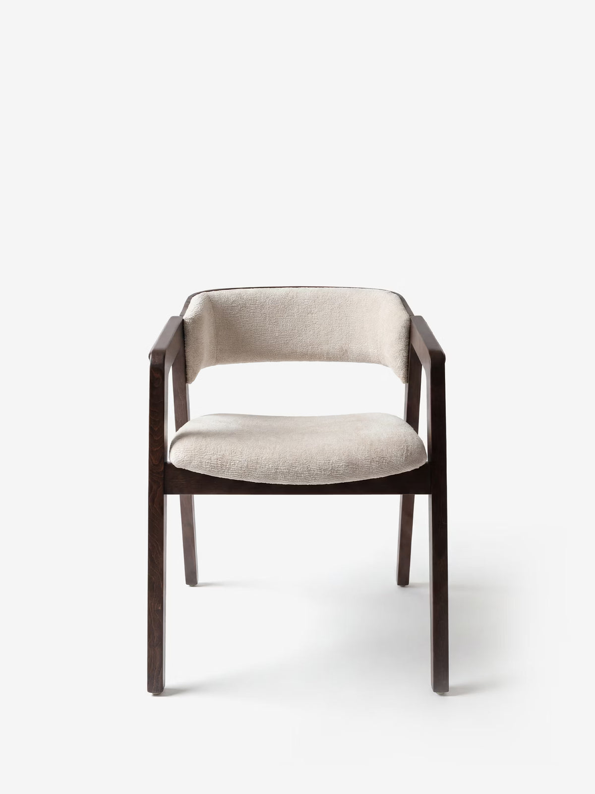 Etra Sedia in legno massello e ciniglia beige con braccioli - design moderno ed elegante