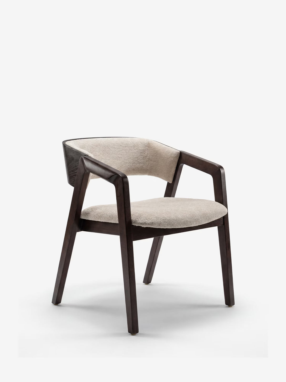 Etra Sedia in legno massello e ciniglia beige con braccioli - design moderno ed elegante