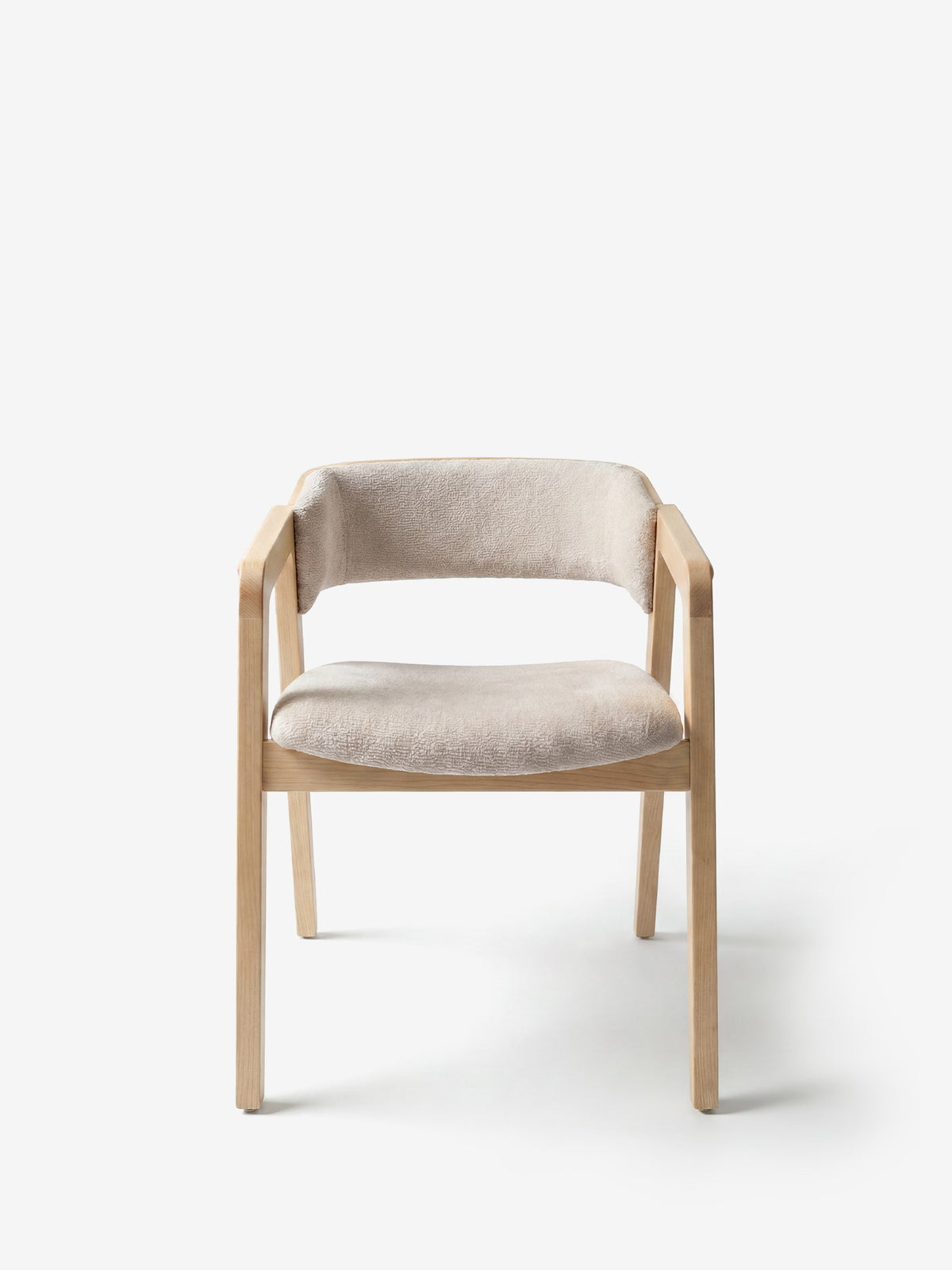 Etra Sedia in legno massello naturale con braccioli e tessuto Oeko-Tex  - design moderno e naturale