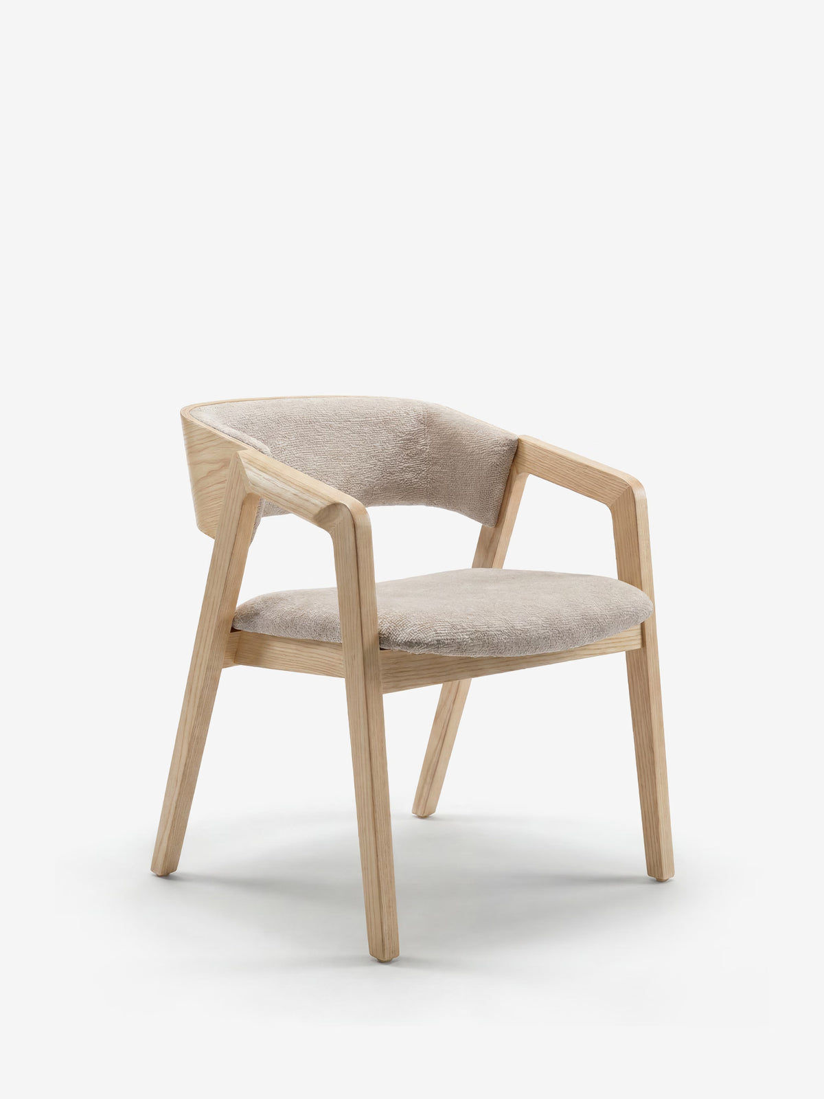 Etra Sedia in legno massello naturale con braccioli e tessuto Oeko-Tex  - design moderno e naturale