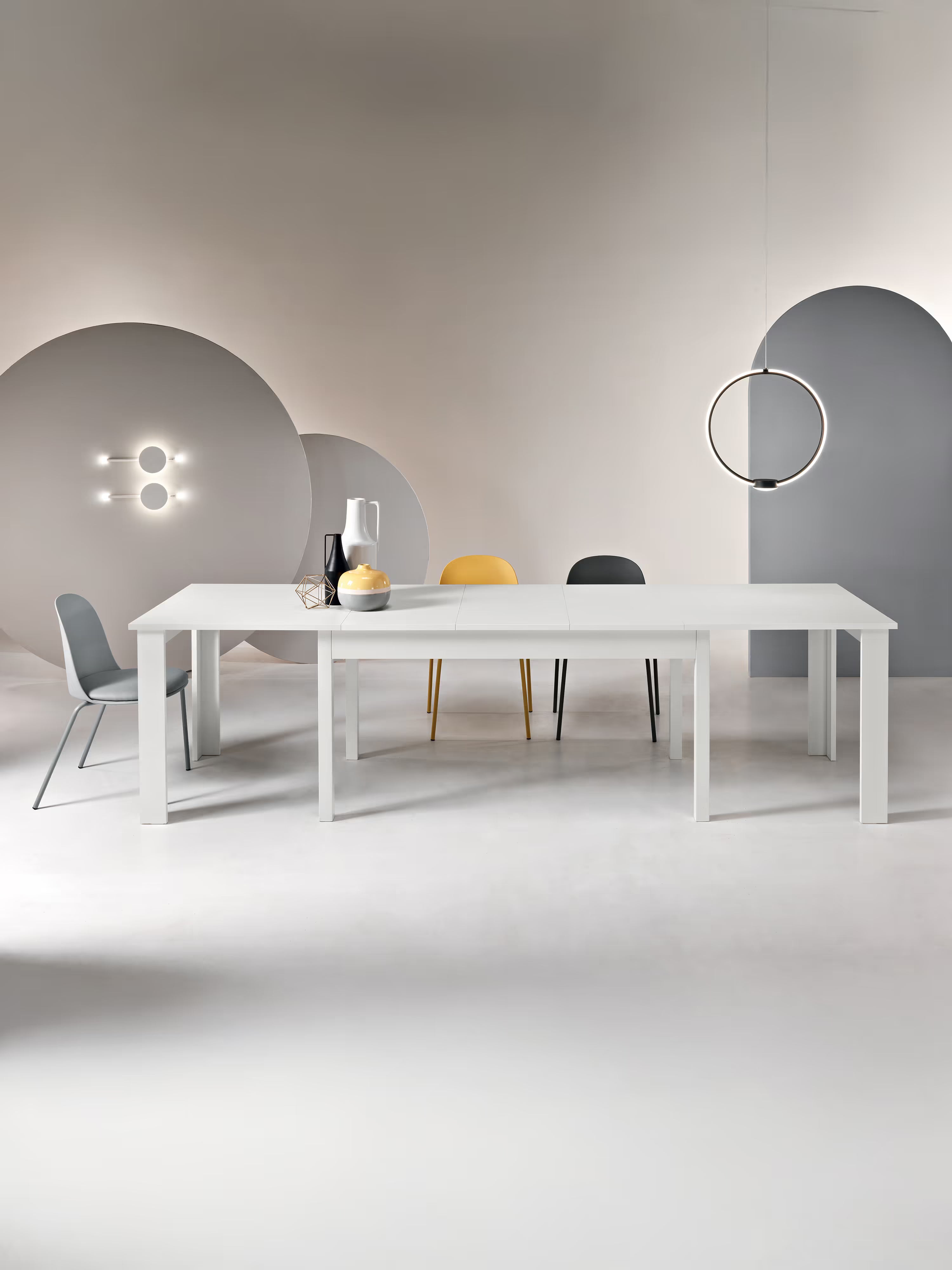 Fabio Tavolo allungabile in melaminico effetto frassino bianco – 160 (320) x 90 cm