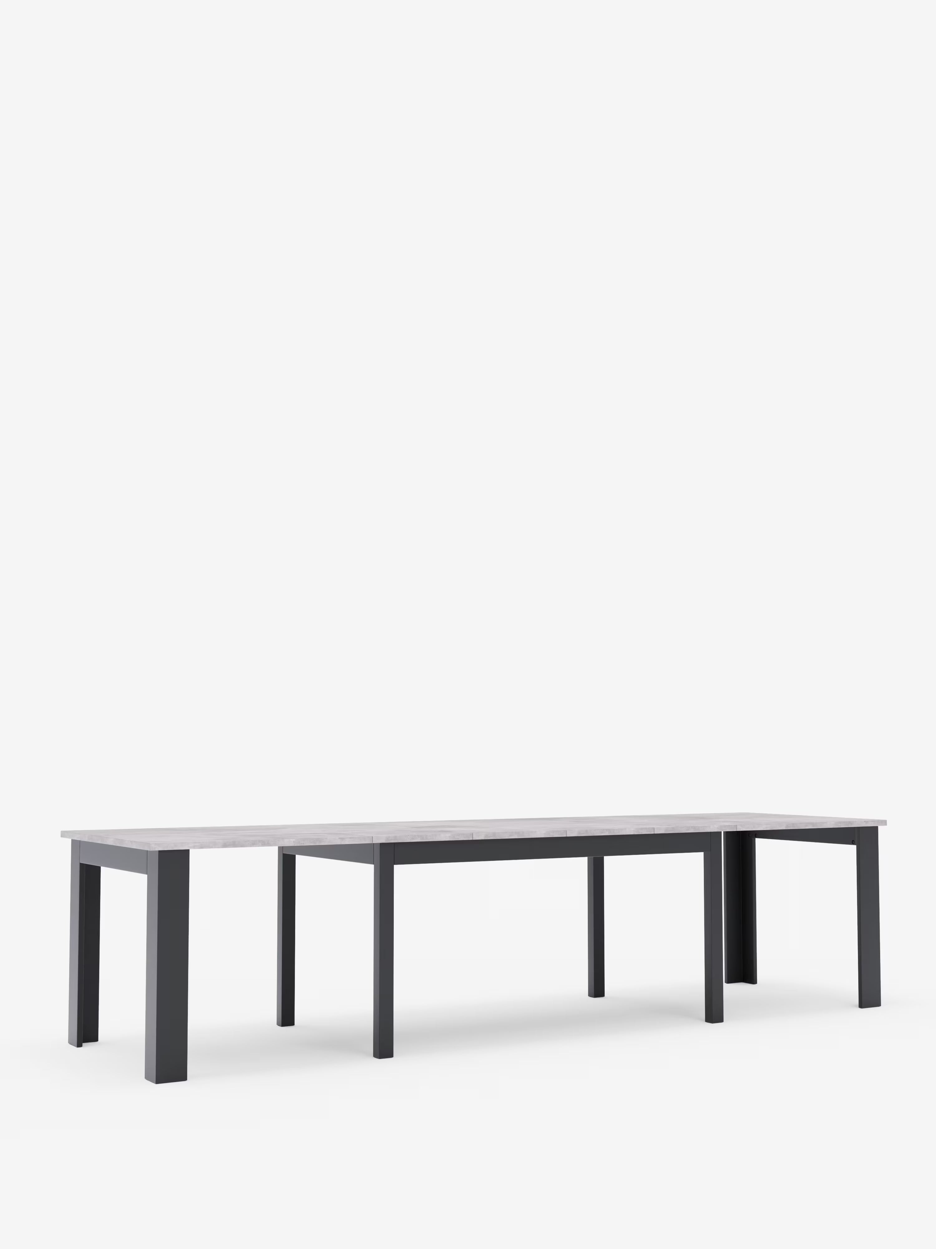 Fabio Mesa extensible en melamina efecto gris cemento – base antracita 160 (320) x 90 cm