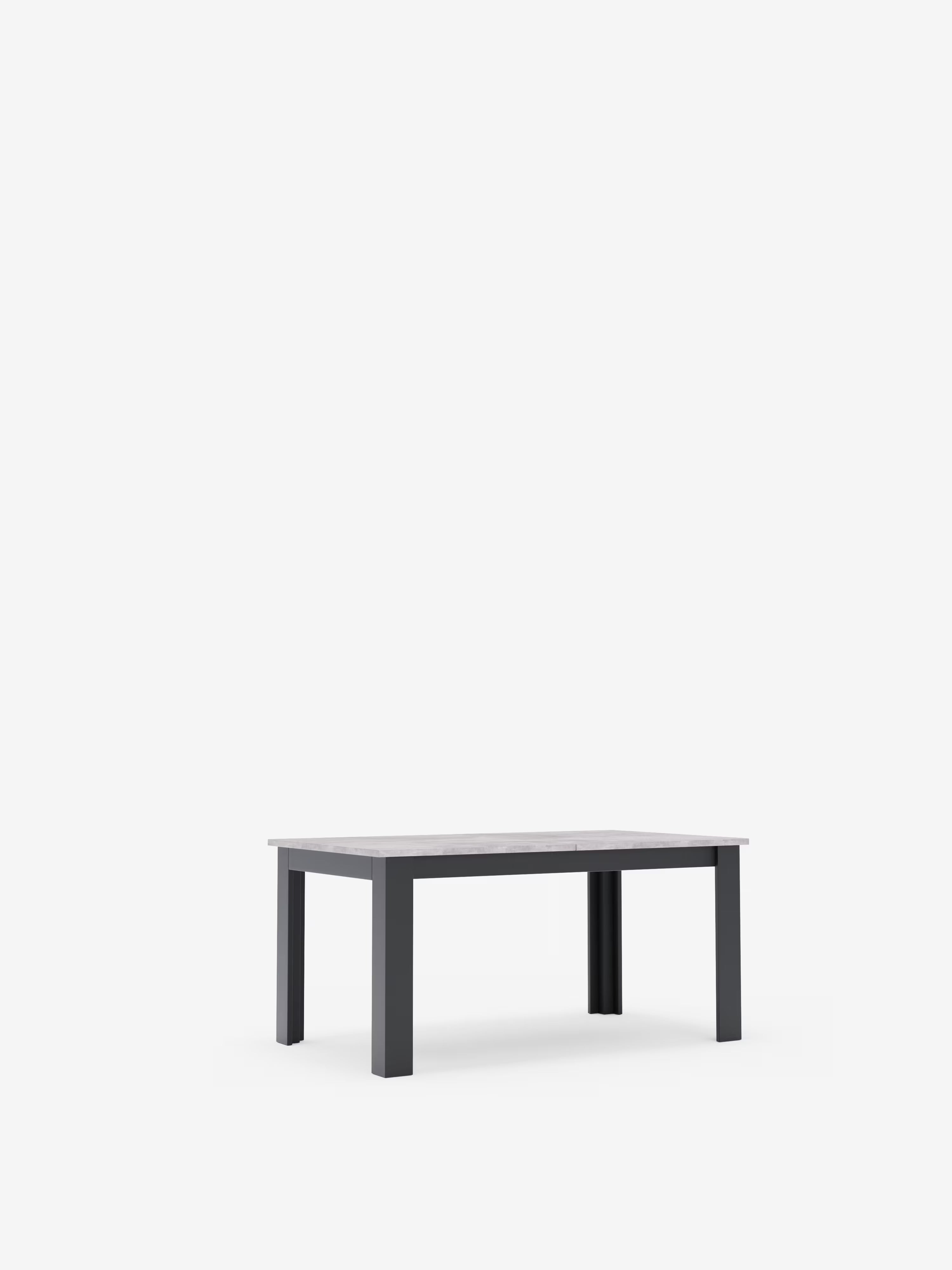 Fabio Mesa extensible en melamina efecto gris cemento – base antracita 160 (320) x 90 cm