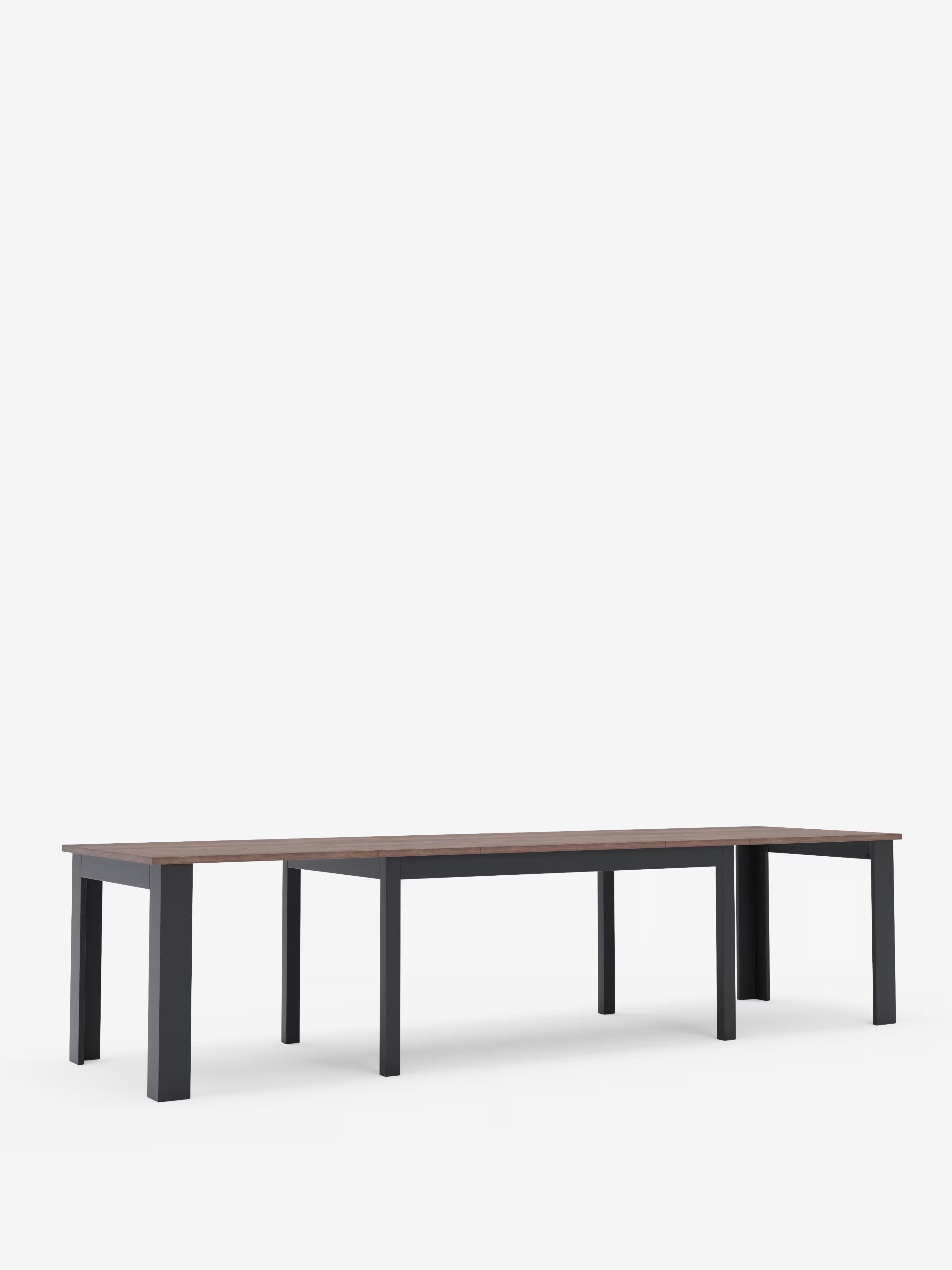 Fabio Mesa extensible en melamina efecto teca – base antracita 160 (320) x 90 cm