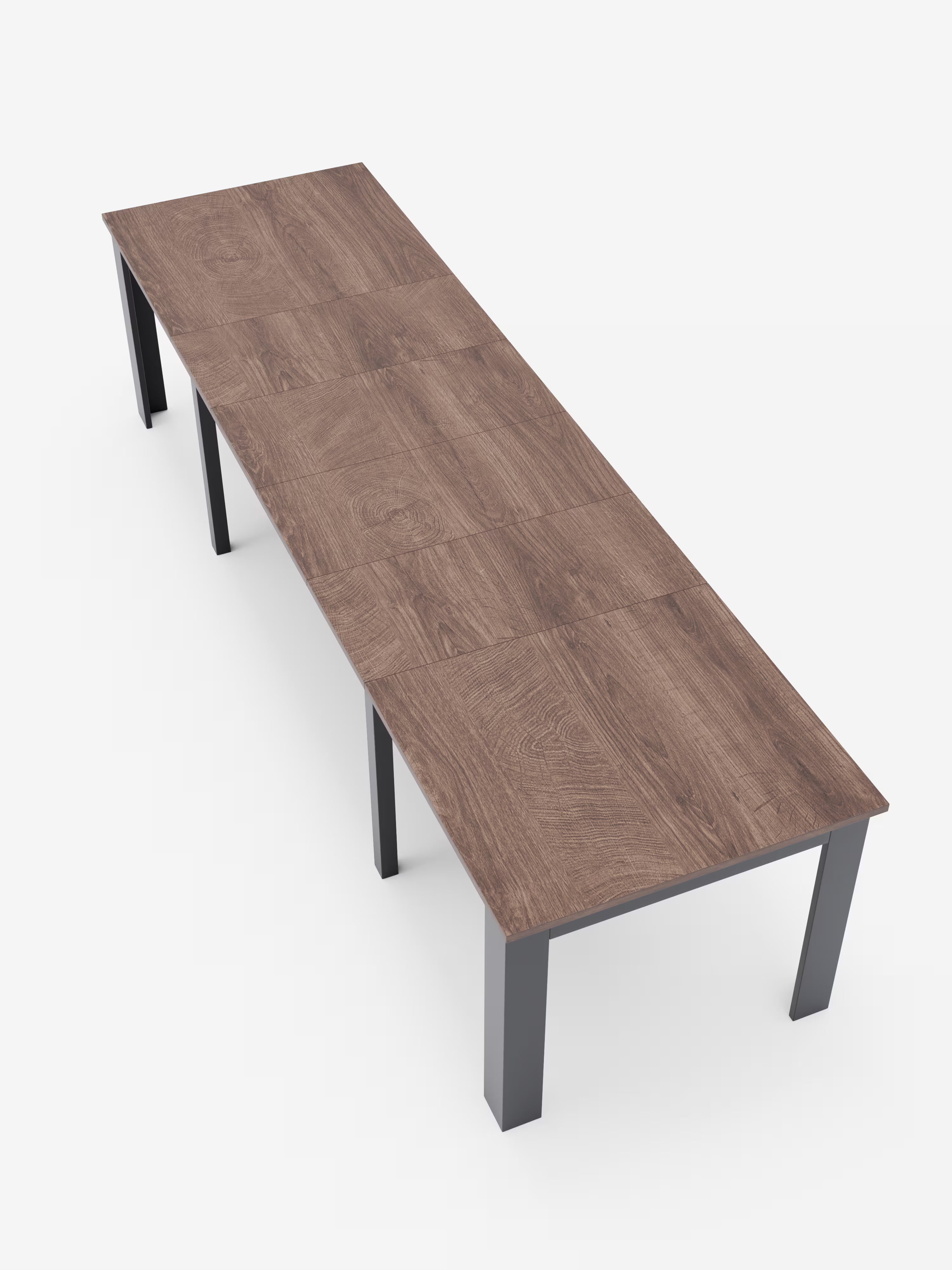 Fabio Mesa extensible en melamina efecto teca – base antracita 160 (320) x 90 cm