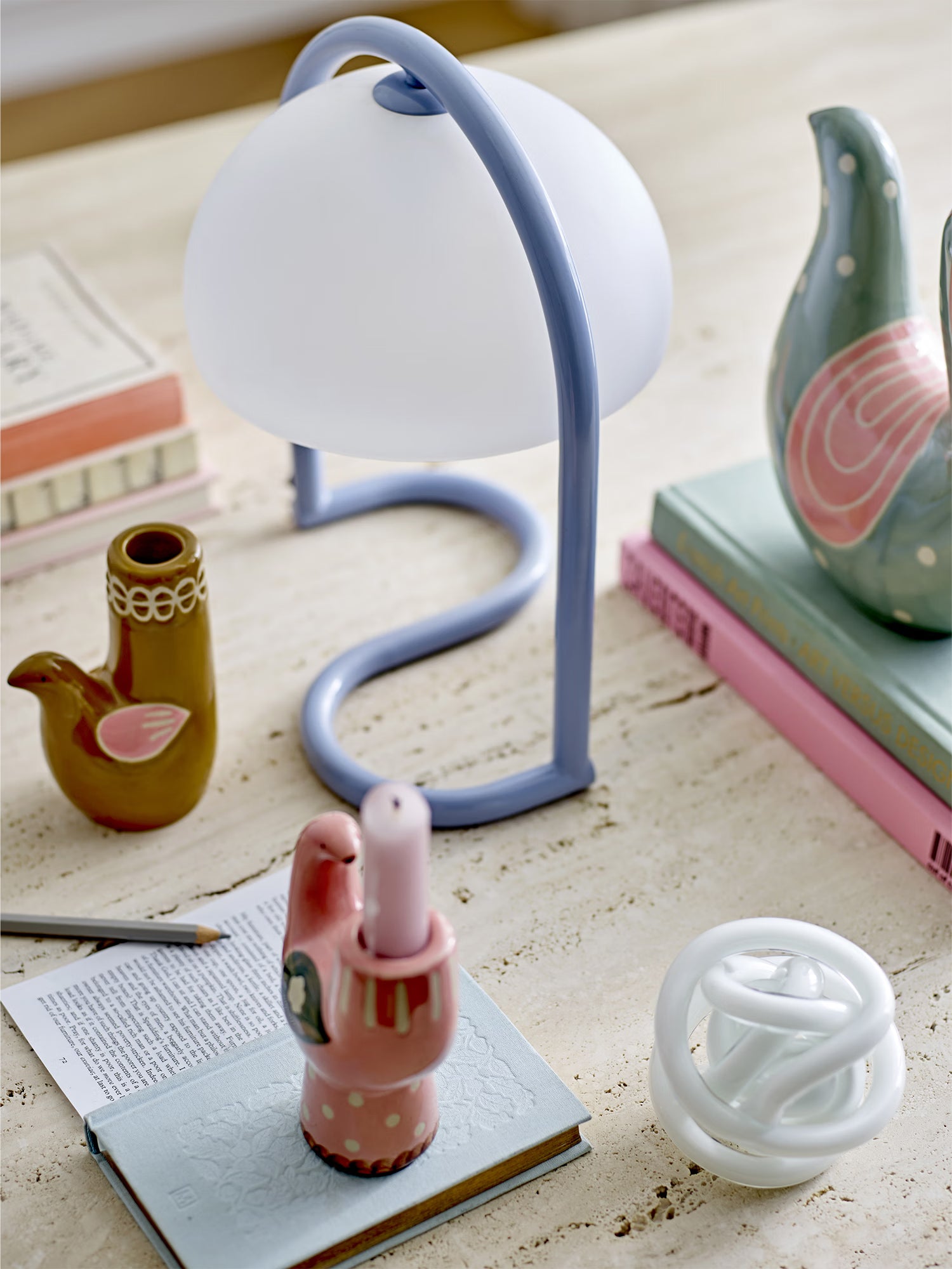 Favour Lampada da tavolo moderna blu in acrilico