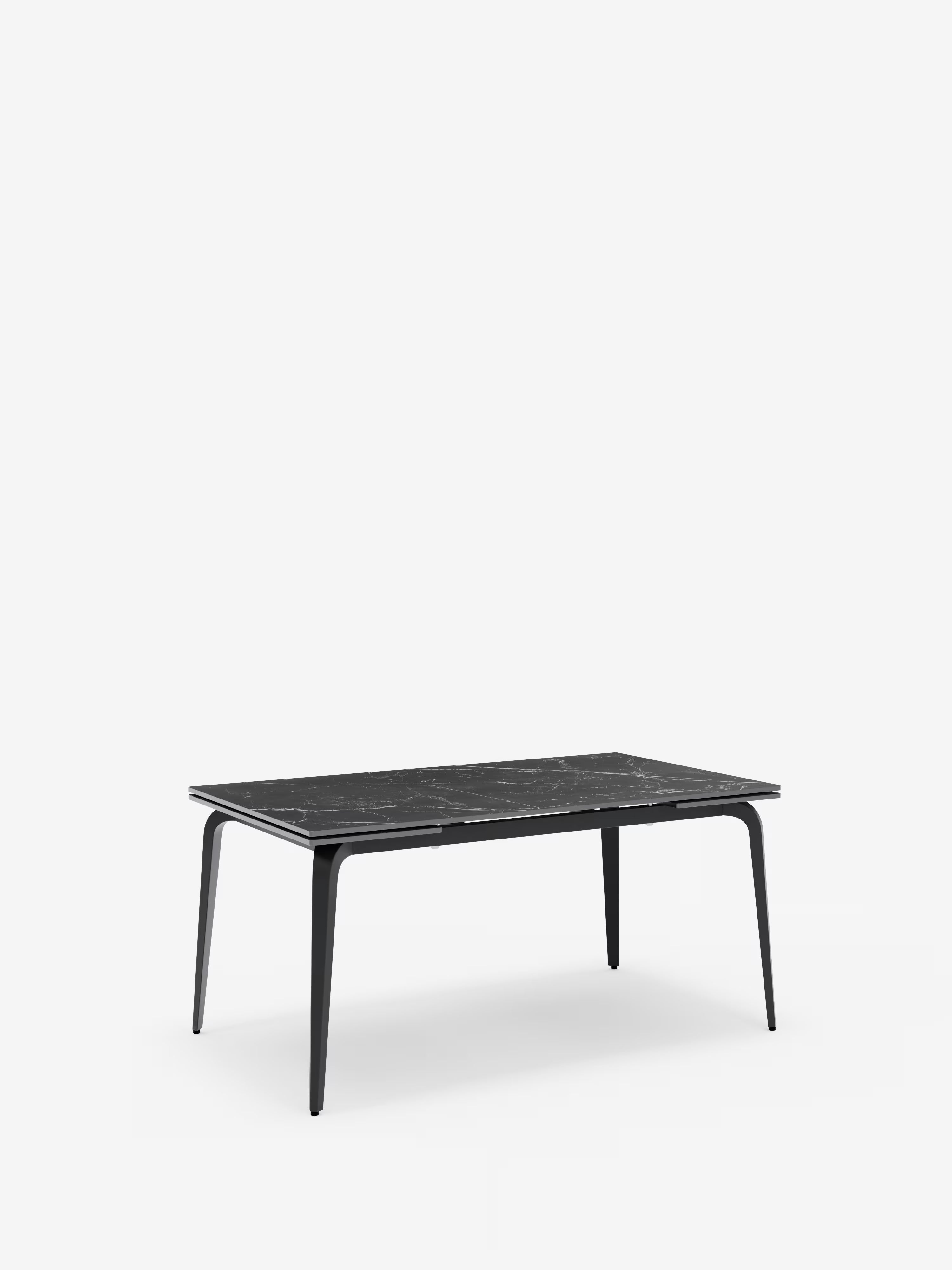 Felix extendable matte black marble table – black metal base seating 6 to 10