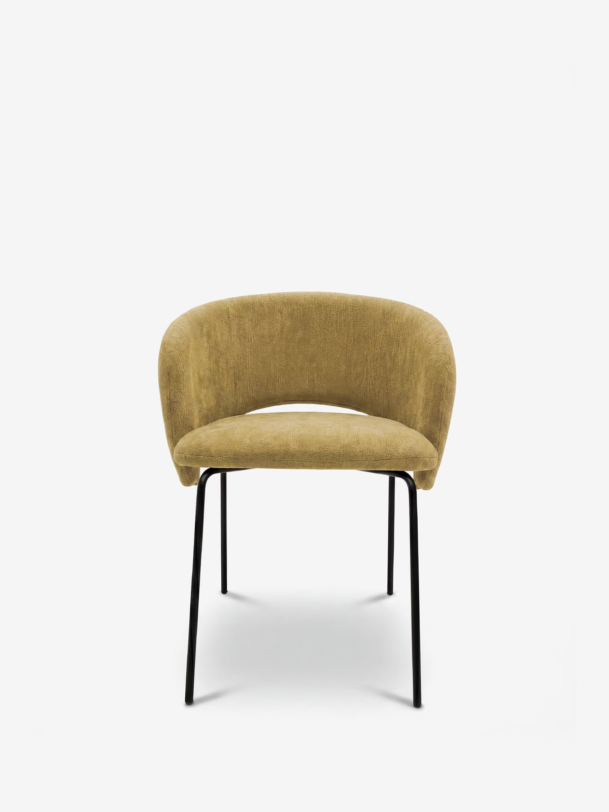 Fosca Sedia imbottita di design in morbido tessuto con braccioli e gambe in metallo nero