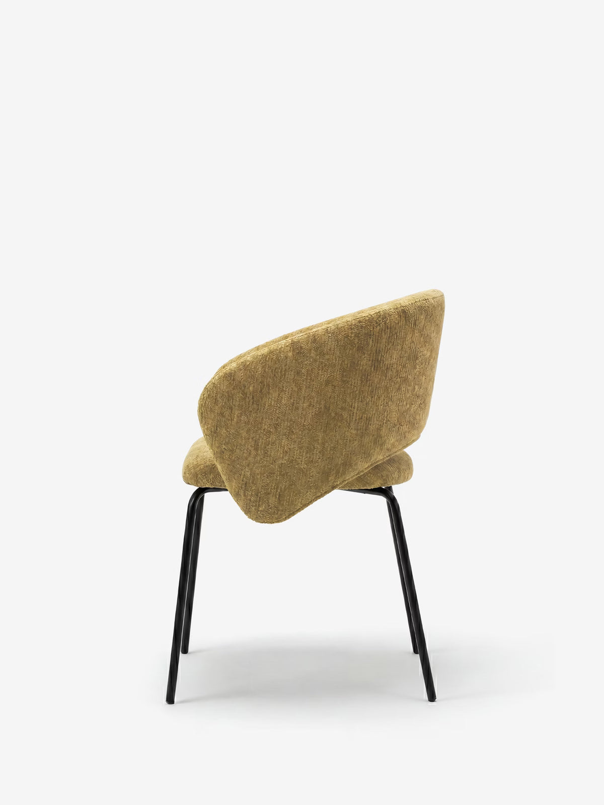 Fosca Sedia imbottita di design in morbido tessuto con braccioli e gambe in metallo nero