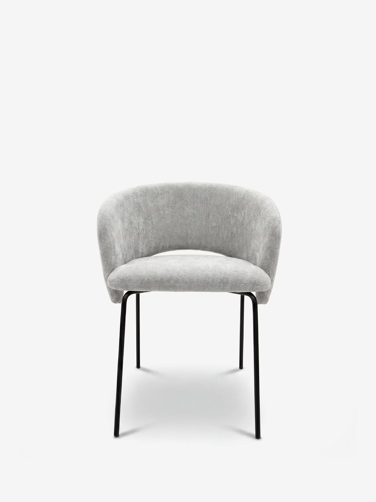Fosca Sedia imbottita di design in morbido tessuto con braccioli e gambe in metallo nero