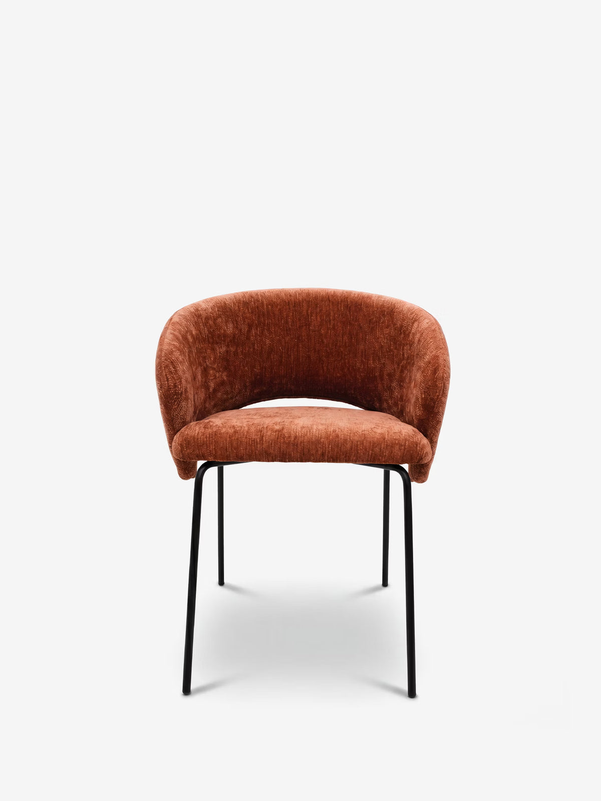 Fosca Sedia imbottita di design in morbido tessuto con braccioli e gambe in metallo nero