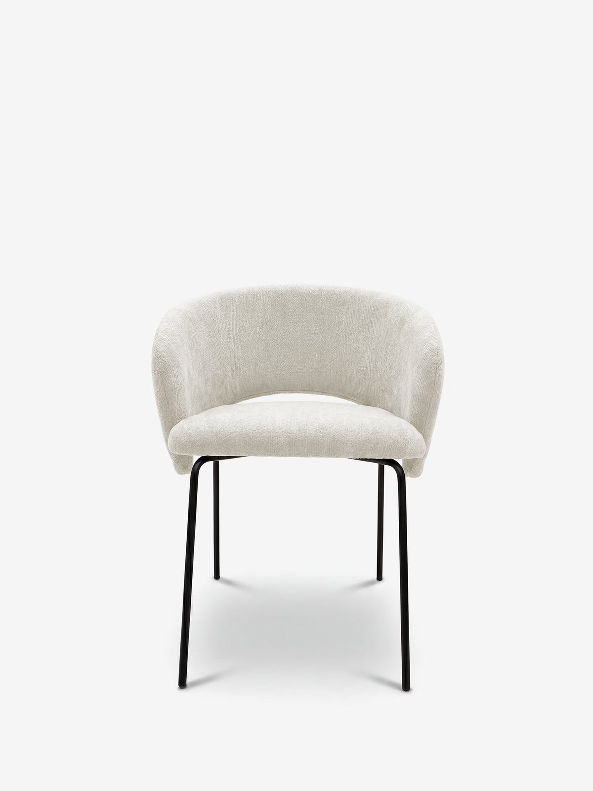 Fosca Sedia imbottita di design in morbido tessuto con braccioli e gambe in metallo nero