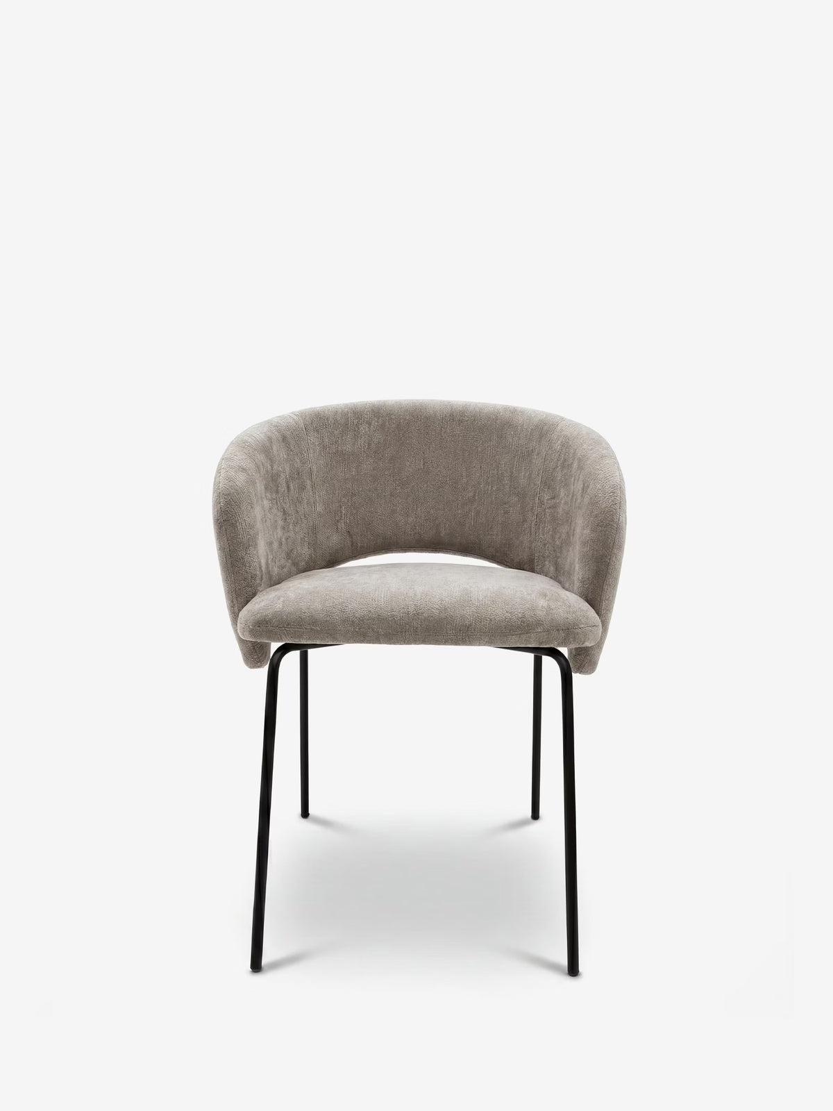 Fosca Sedia imbottita di design in morbido tessuto con braccioli e gambe in metallo nero