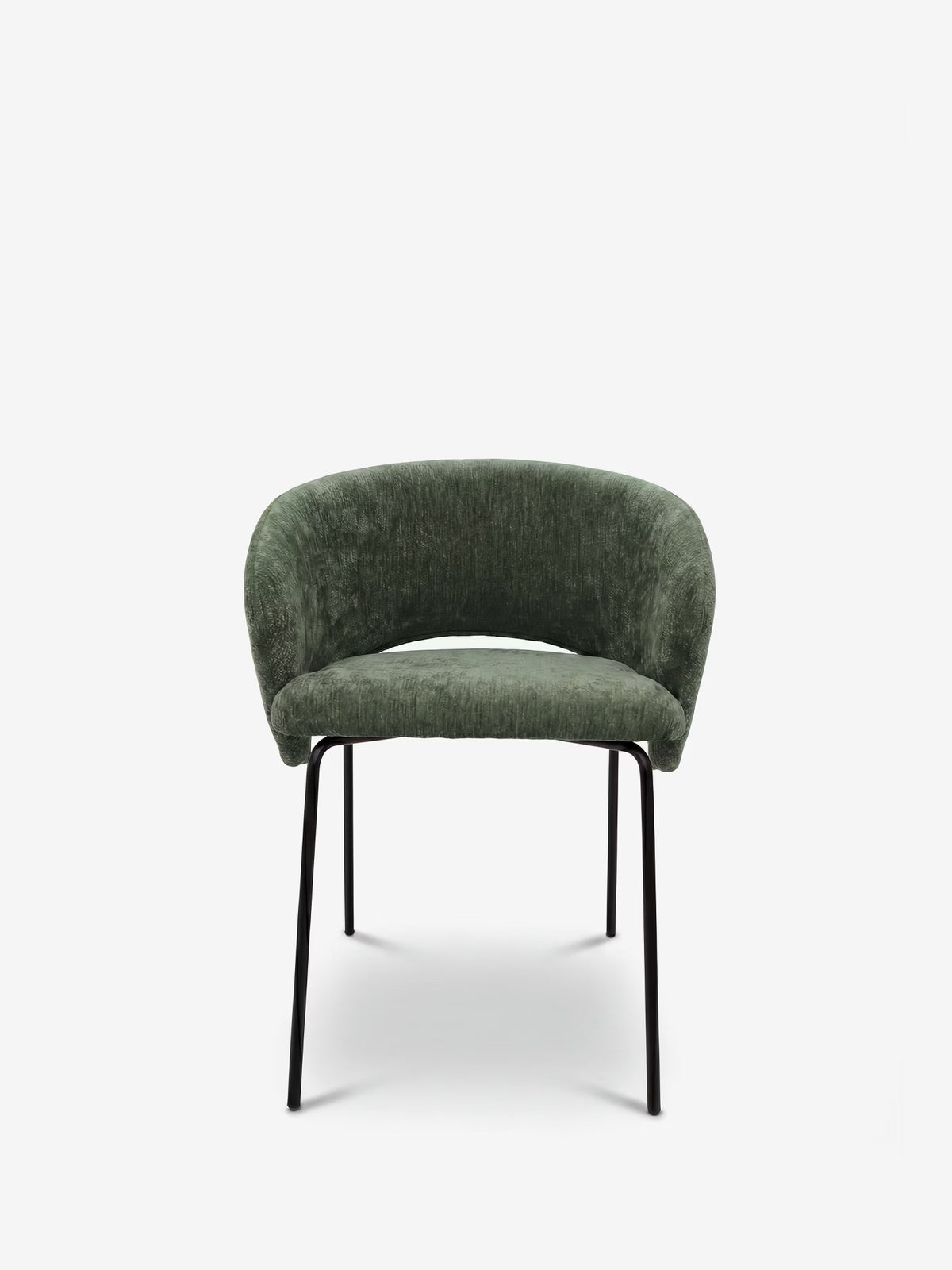 Fosca Sedia imbottita di design in morbido tessuto con braccioli e gambe in metallo nero