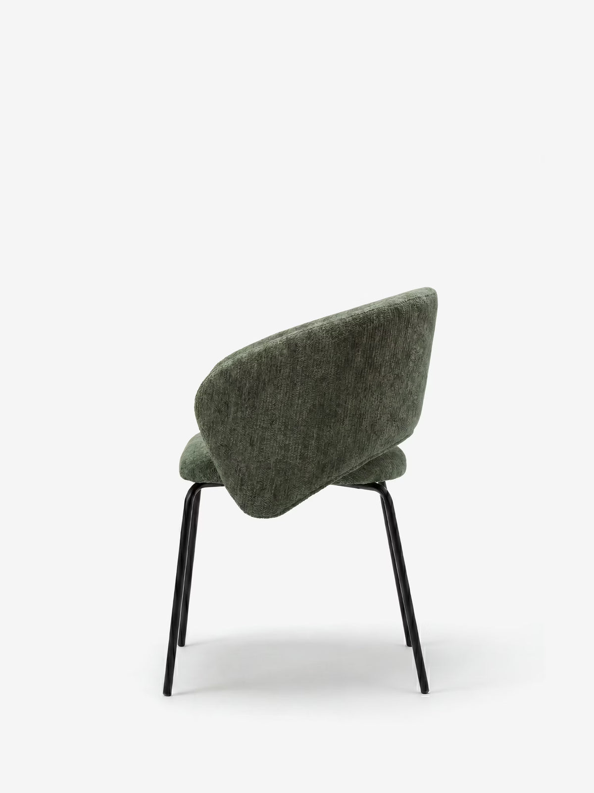 Fosca Sedia imbottita di design in morbido tessuto con braccioli e gambe in metallo nero
