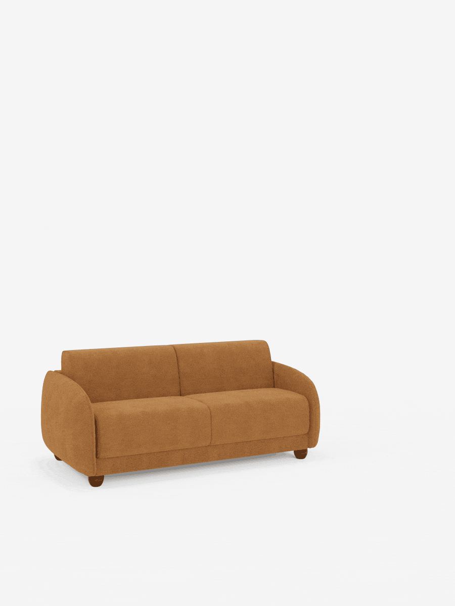 Giglio Divano letto con materasso alto 18 cm stile Japandi - 2 e 3 posti in bouclé beige impermeabile