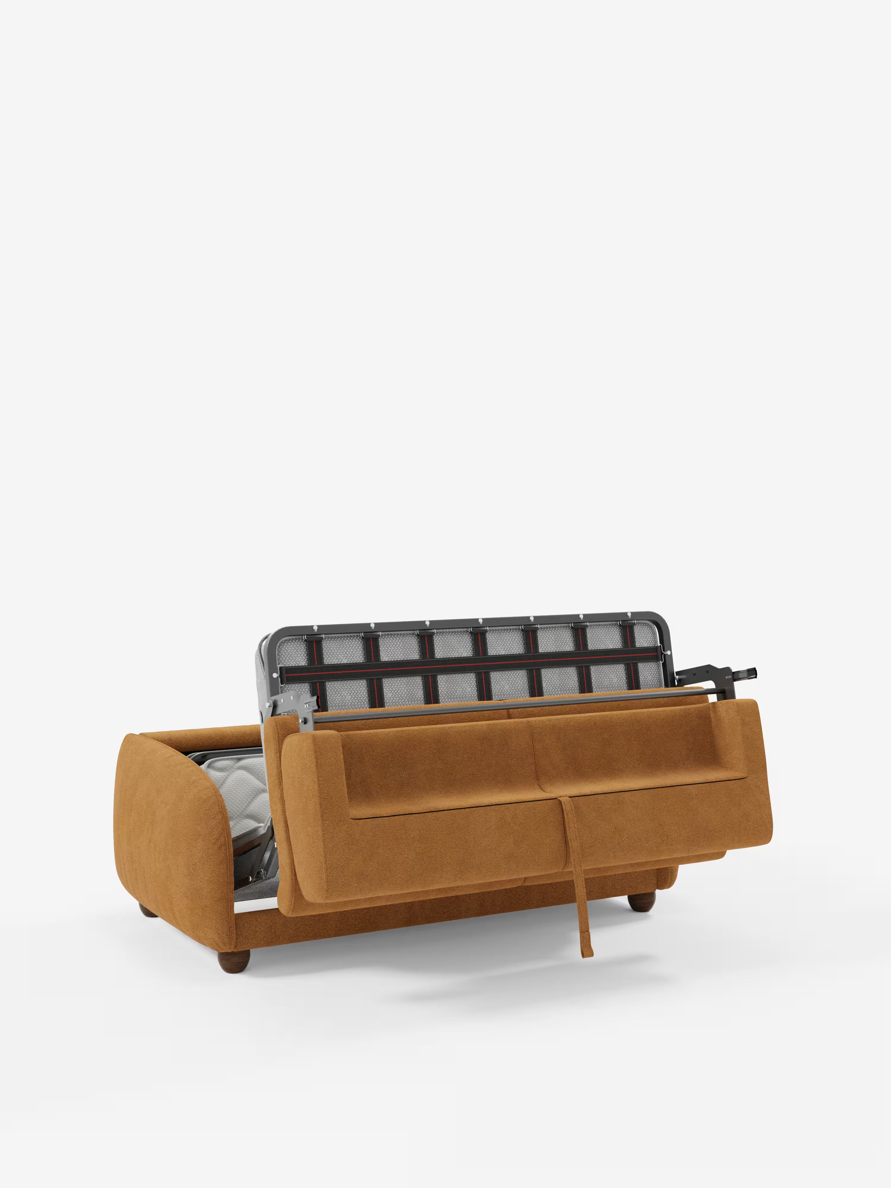 Giglio Divano letto con materasso alto 18 cm stile Japandi - 2 e 3 posti in bouclé beige impermeabile