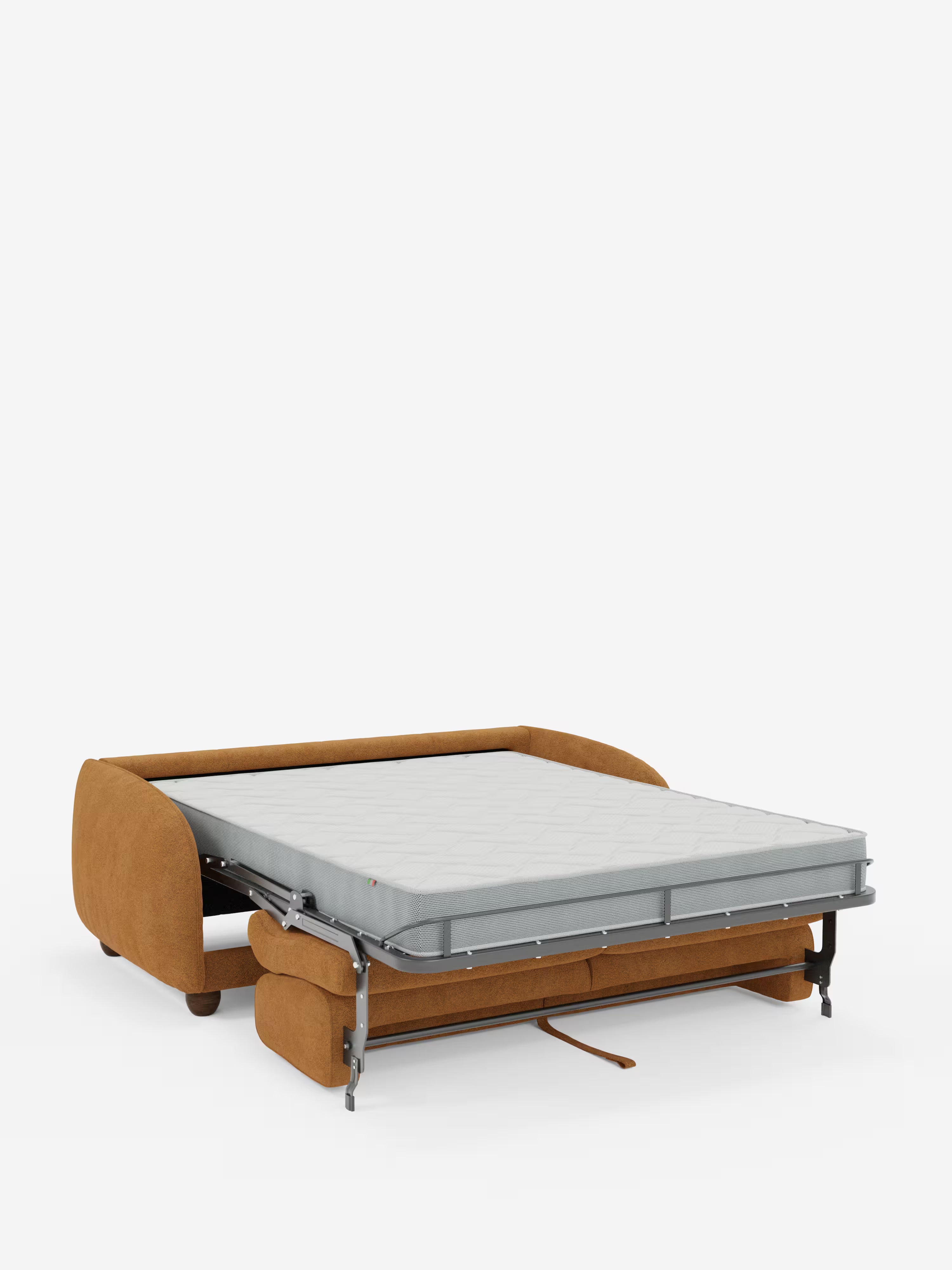 Giglio Divano letto con materasso alto 18 cm stile Japandi - 2 e 3 posti in bouclé beige impermeabile