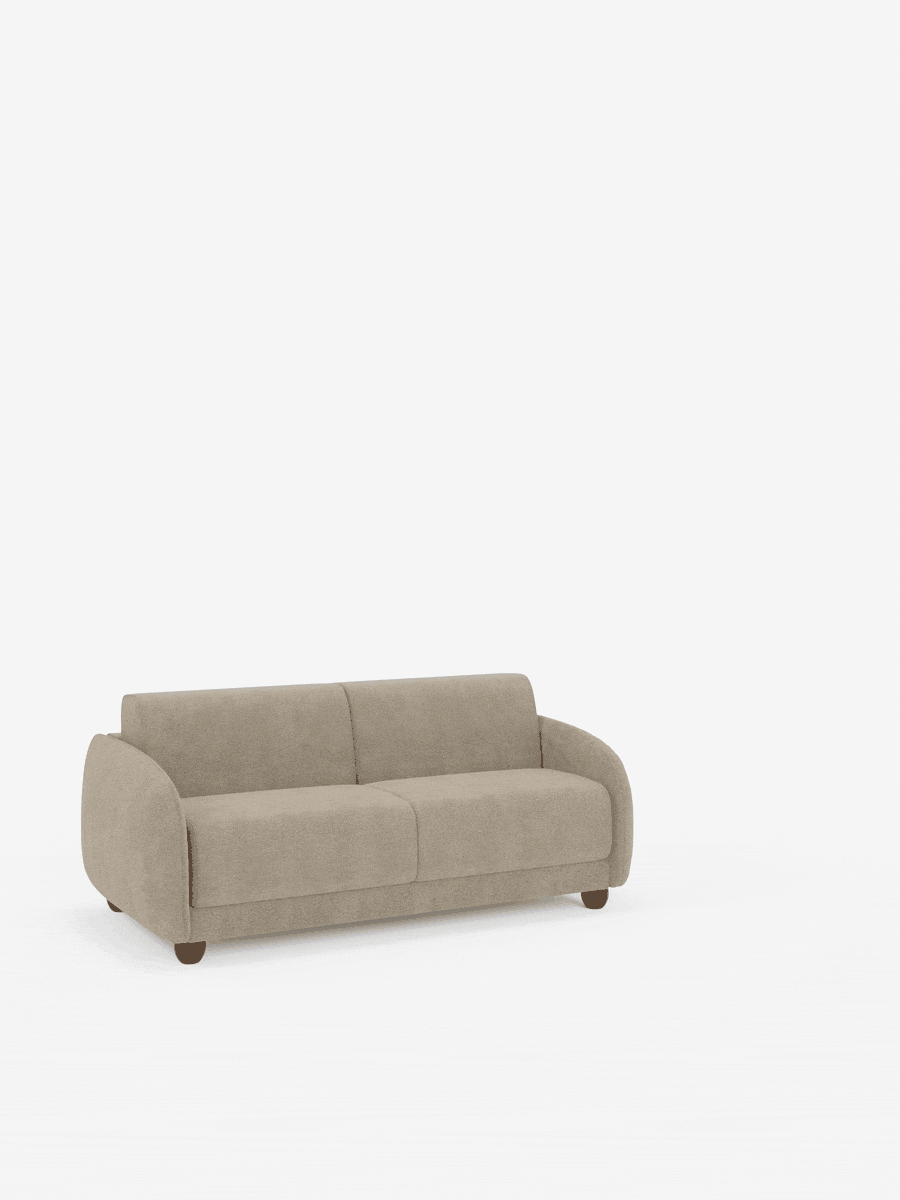 Giglio Divano letto con materasso alto 18 cm stile Japandi - 2 e 3 posti in bouclé beige impermeabile