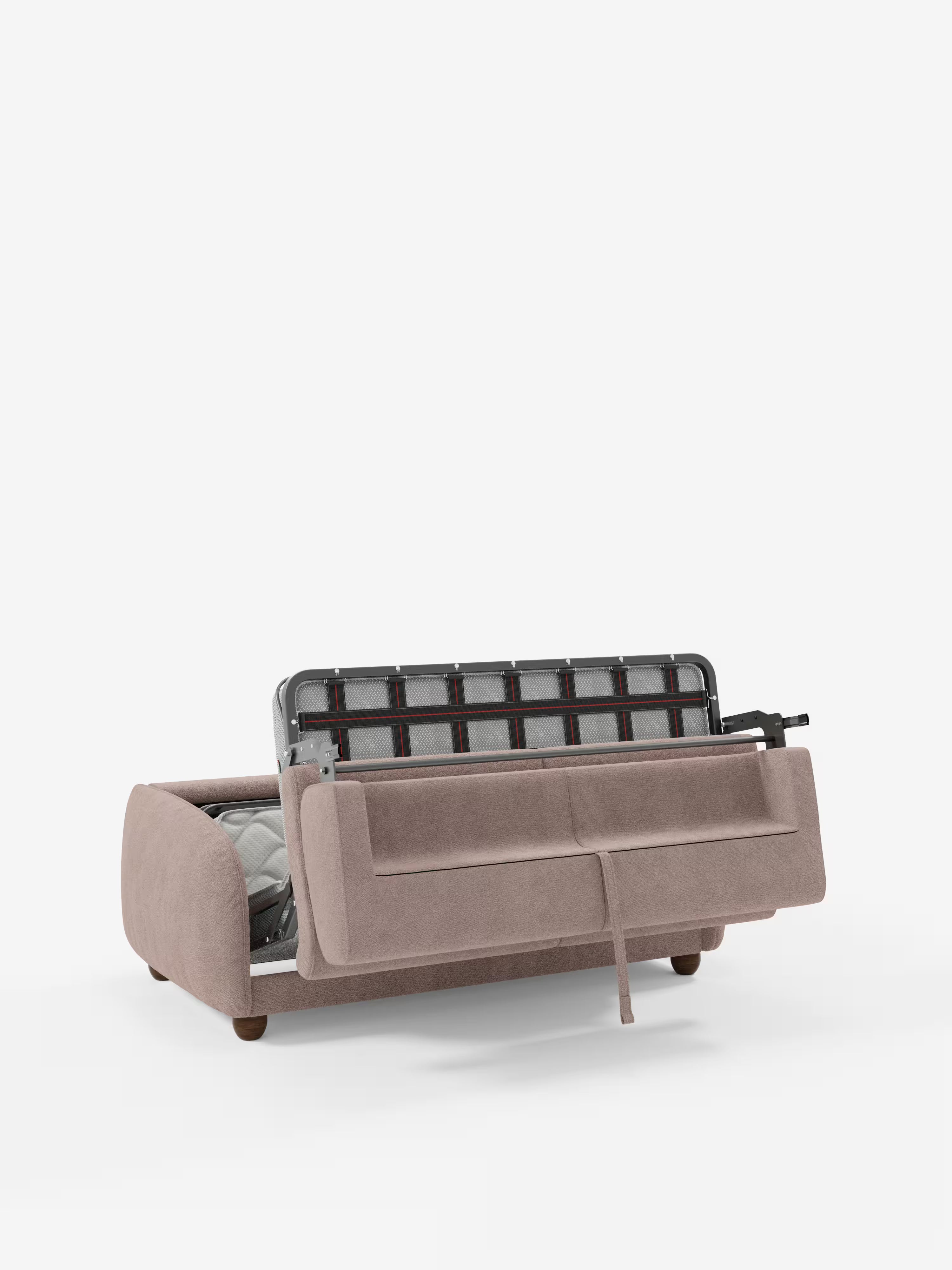 Giglio Divano letto con materasso alto 18 cm stile Japandi - 2 e 3 posti in bouclé beige impermeabile