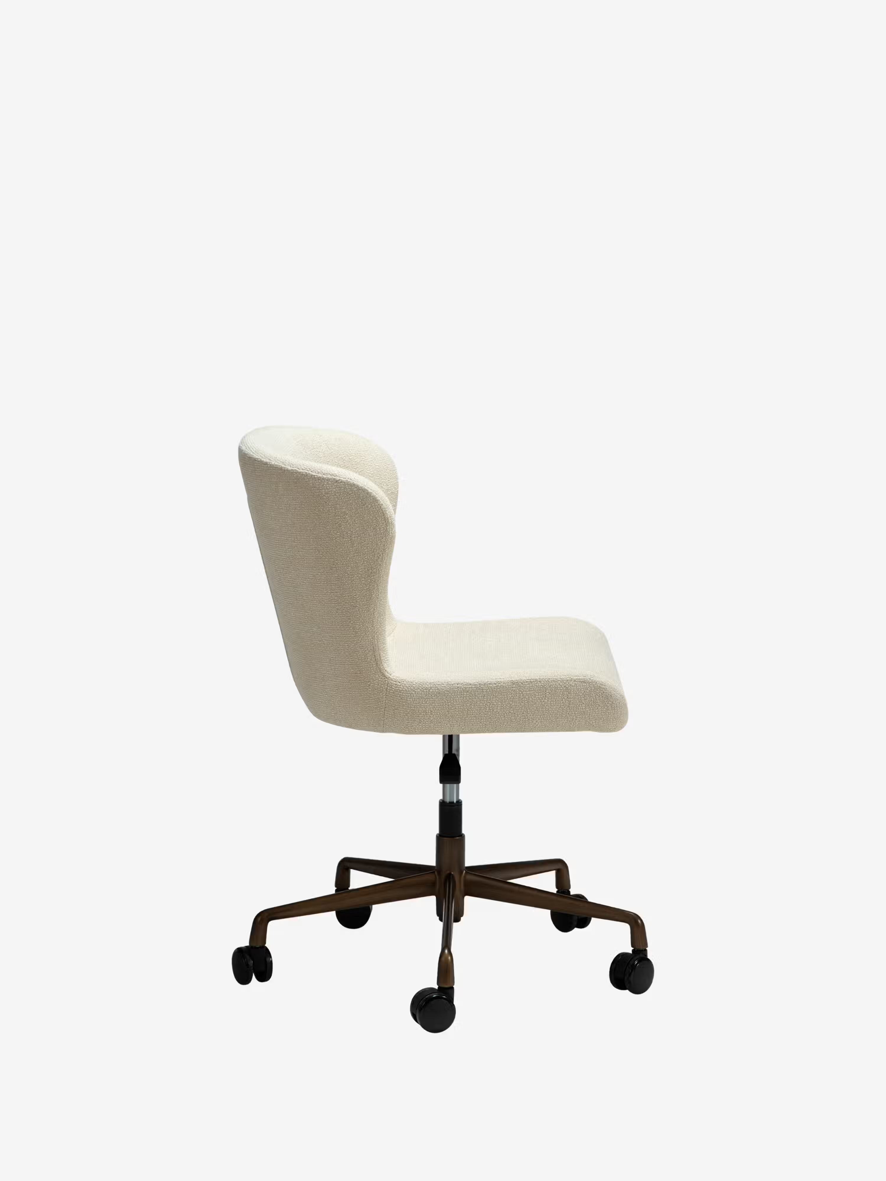 Glam Chaise de bureau pivotante en tissu bouclé avec base en métal à cinq branches