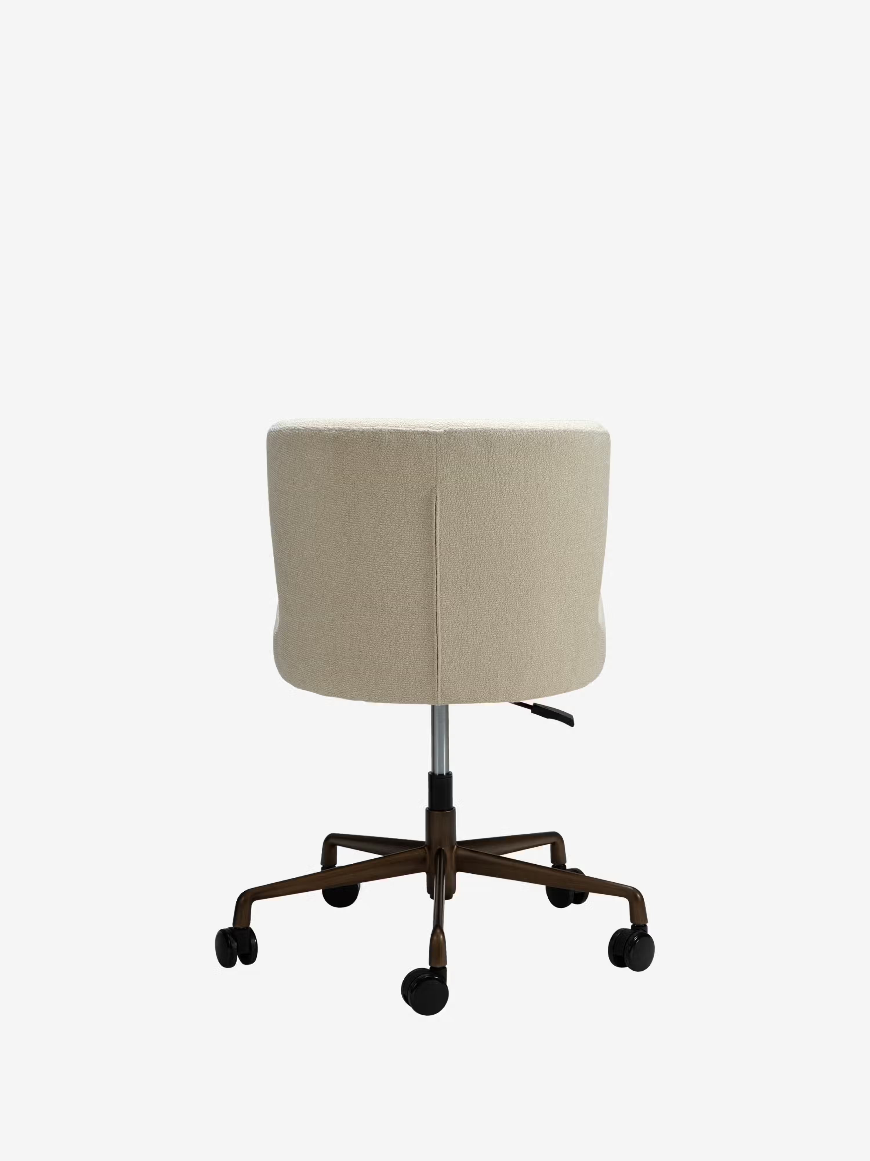 Glam Chaise de bureau pivotante en tissu bouclé avec base en métal à cinq branches