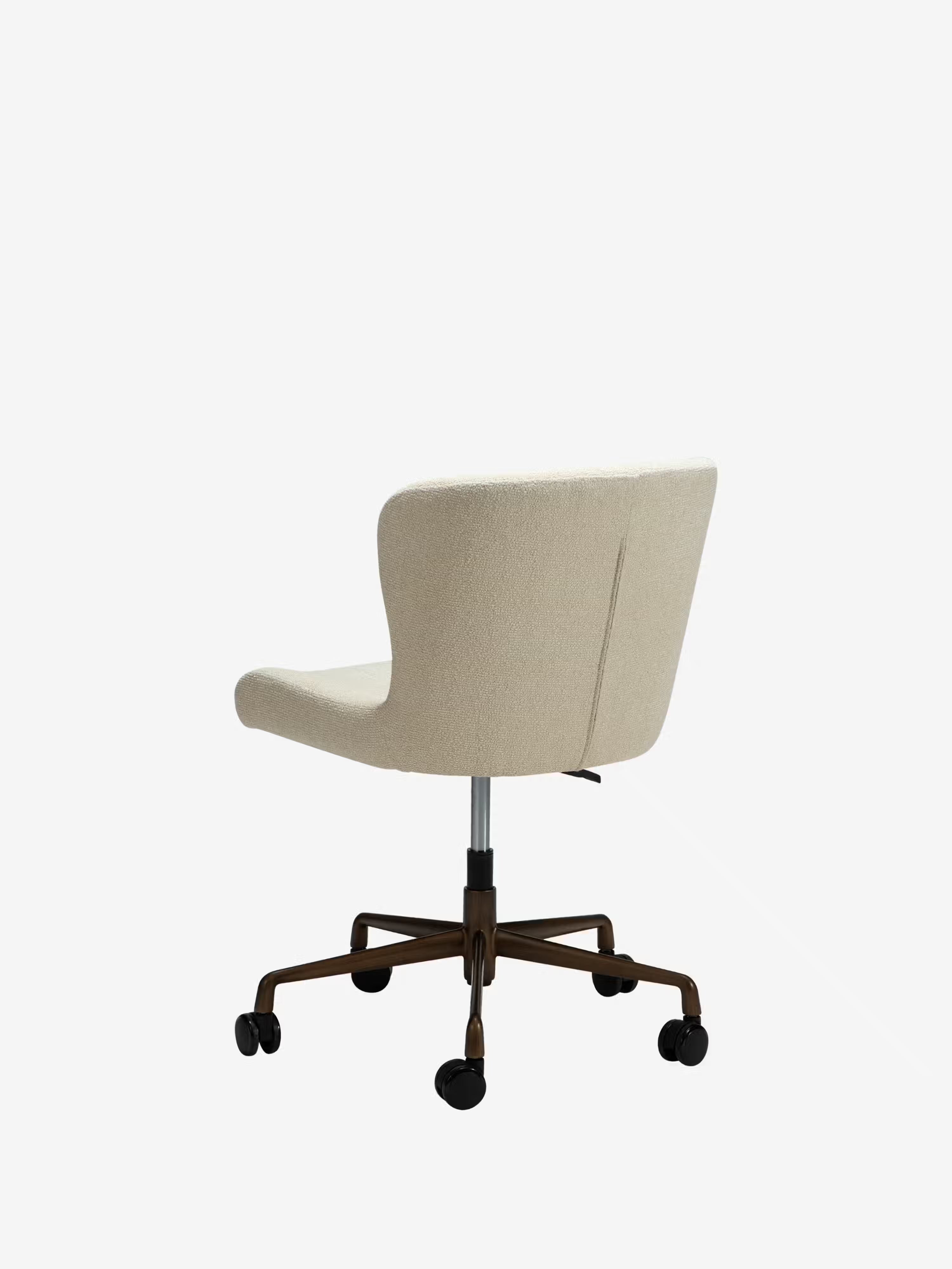 Glam Chaise de bureau pivotante en tissu bouclé avec base en métal à cinq branches
