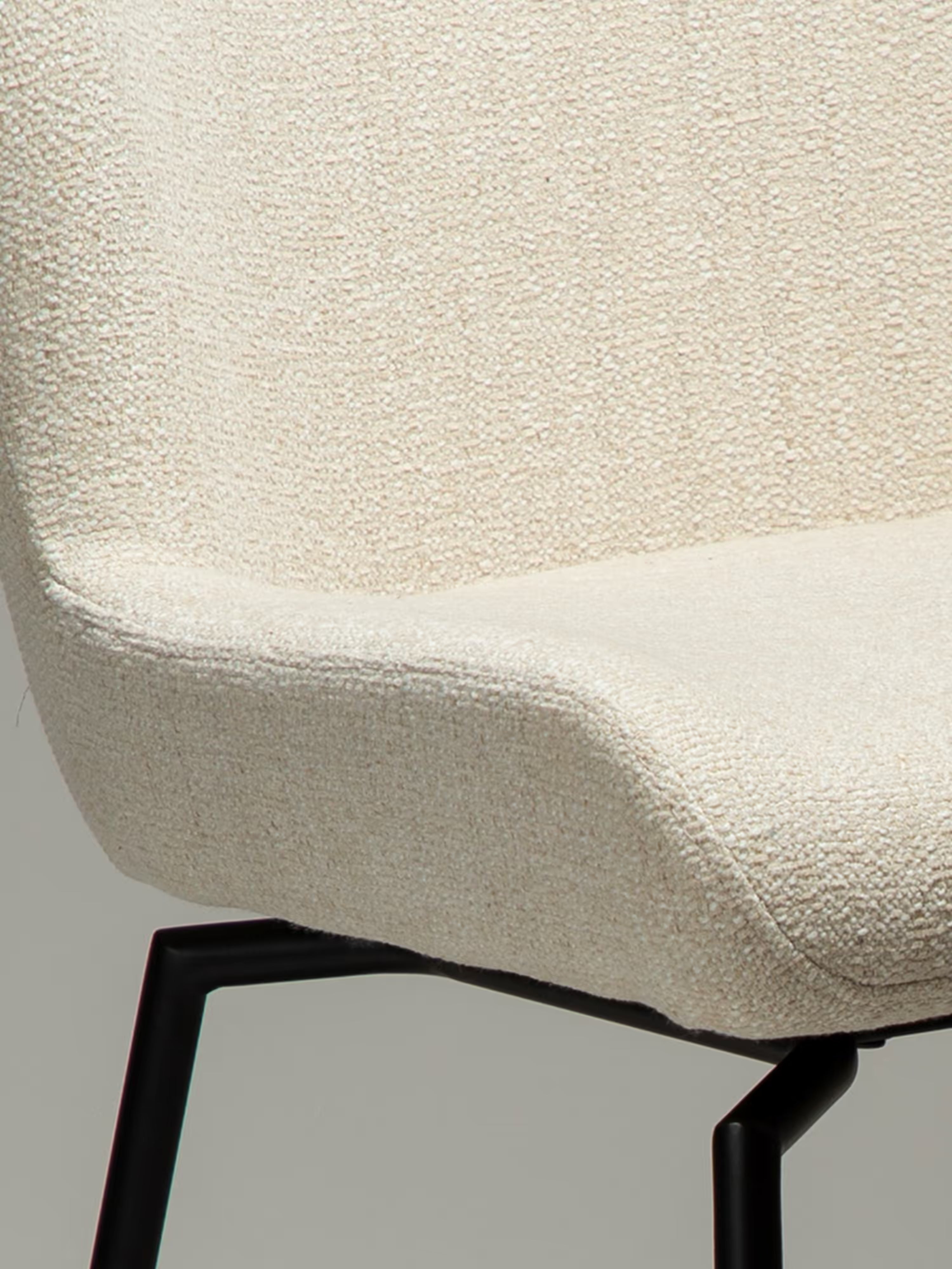 Glam Tabouret pivotant avec retour automatique - tissu bouclé avec base en métal