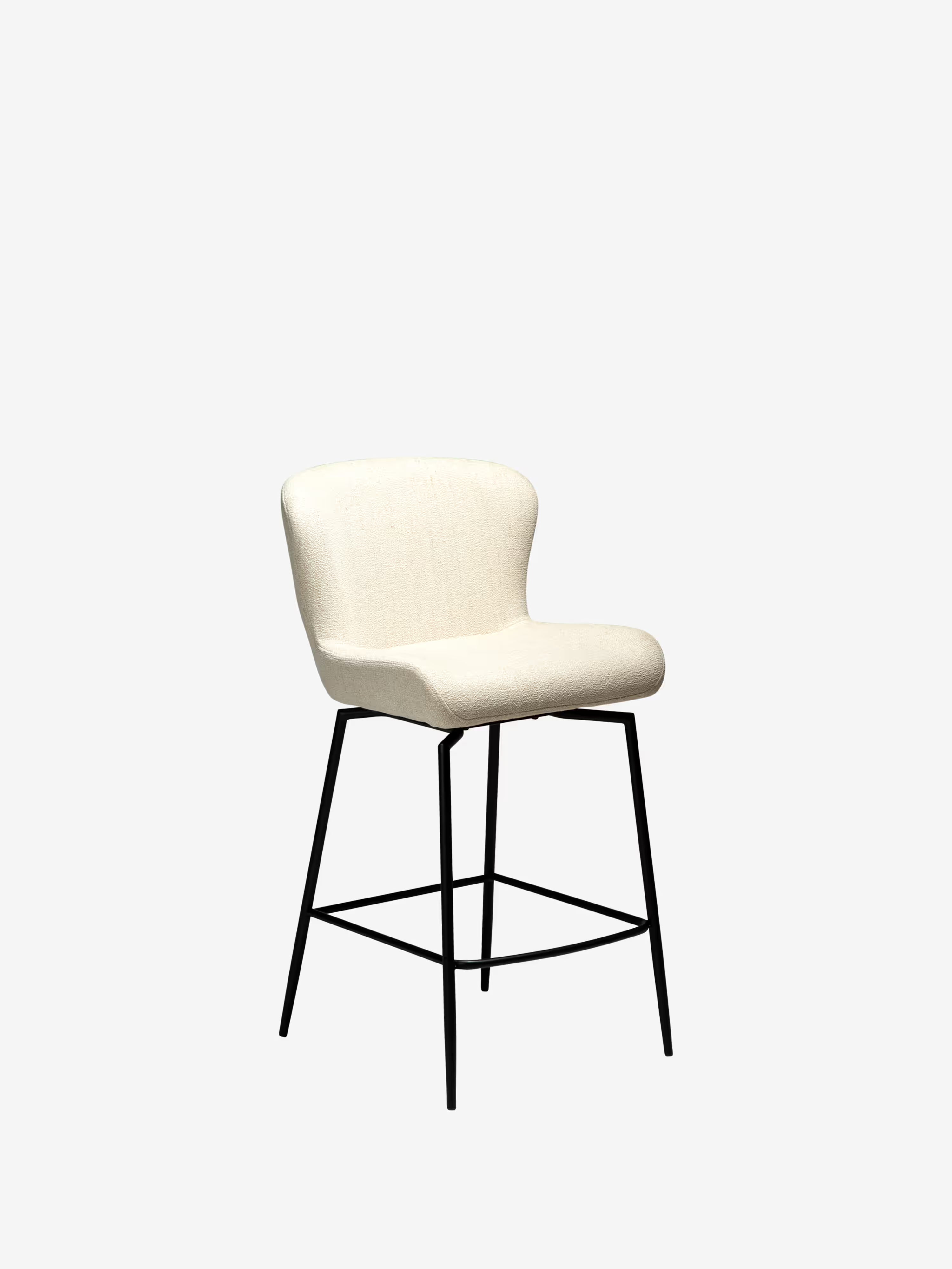 Glam Tabouret pivotant avec retour automatique - tissu bouclé avec base en métal