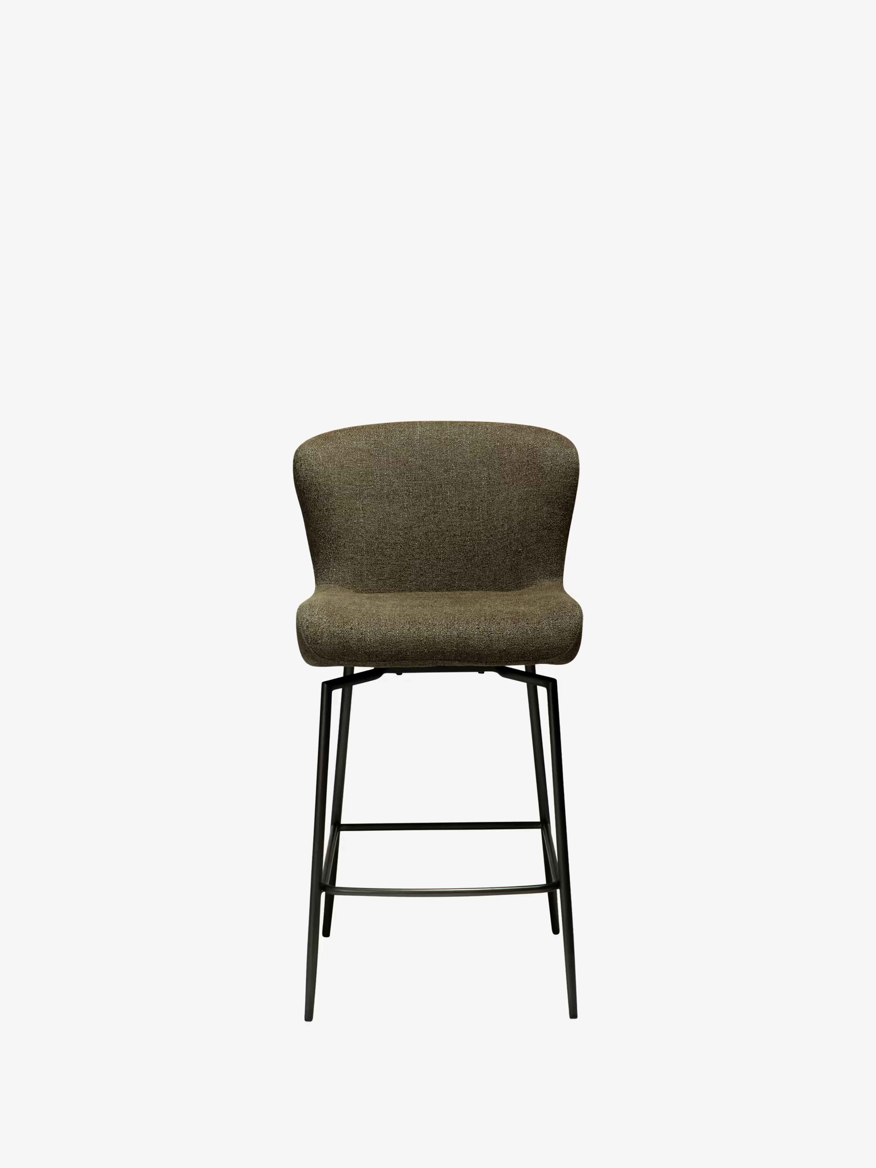Glam Tabouret pivotant avec retour automatique - tissu bouclé avec base en métal
