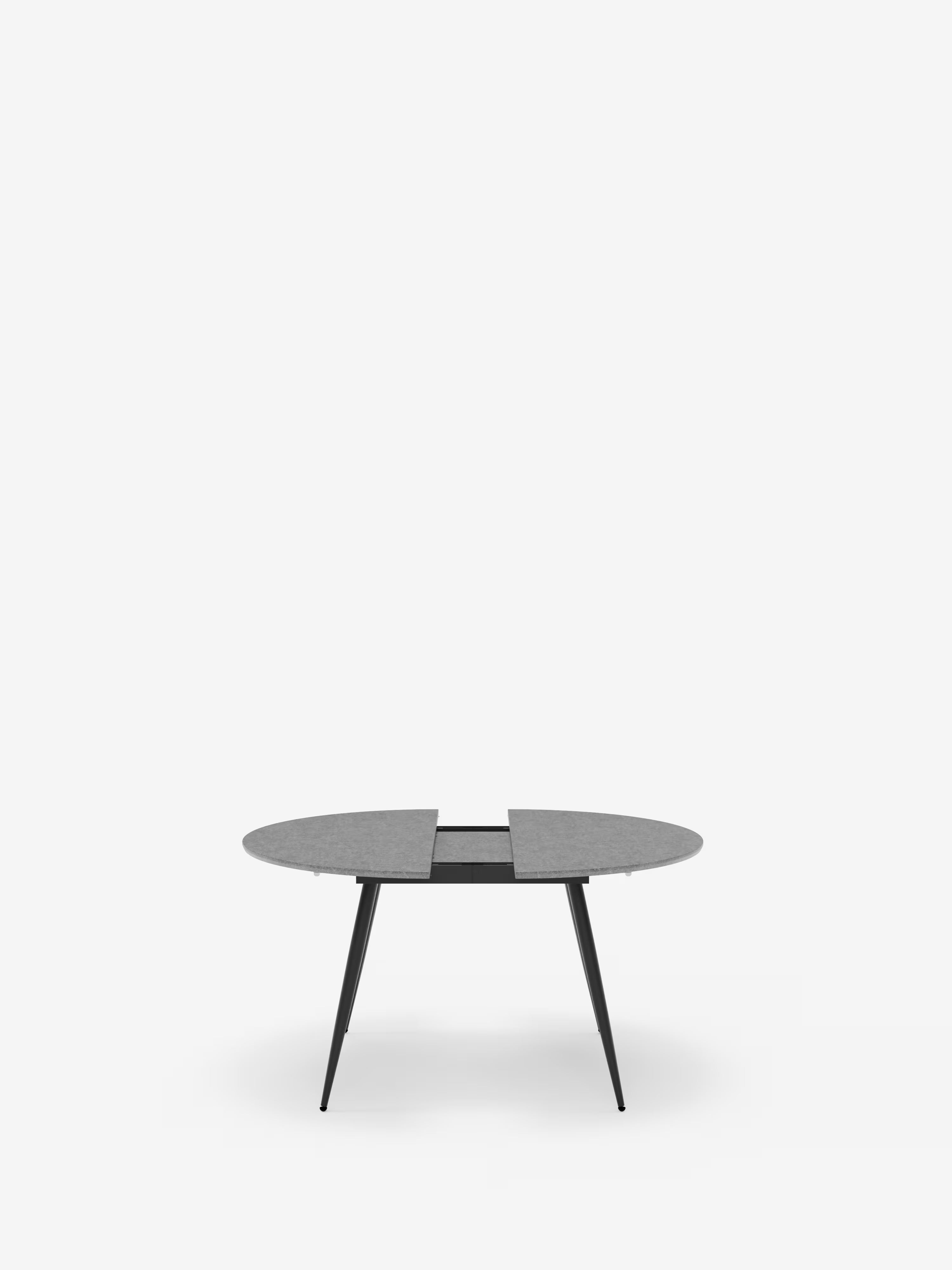 Habla Mesa redonda extensible con sobre efecto cemento – base de metal negro Ø 120 (L 160) cm
