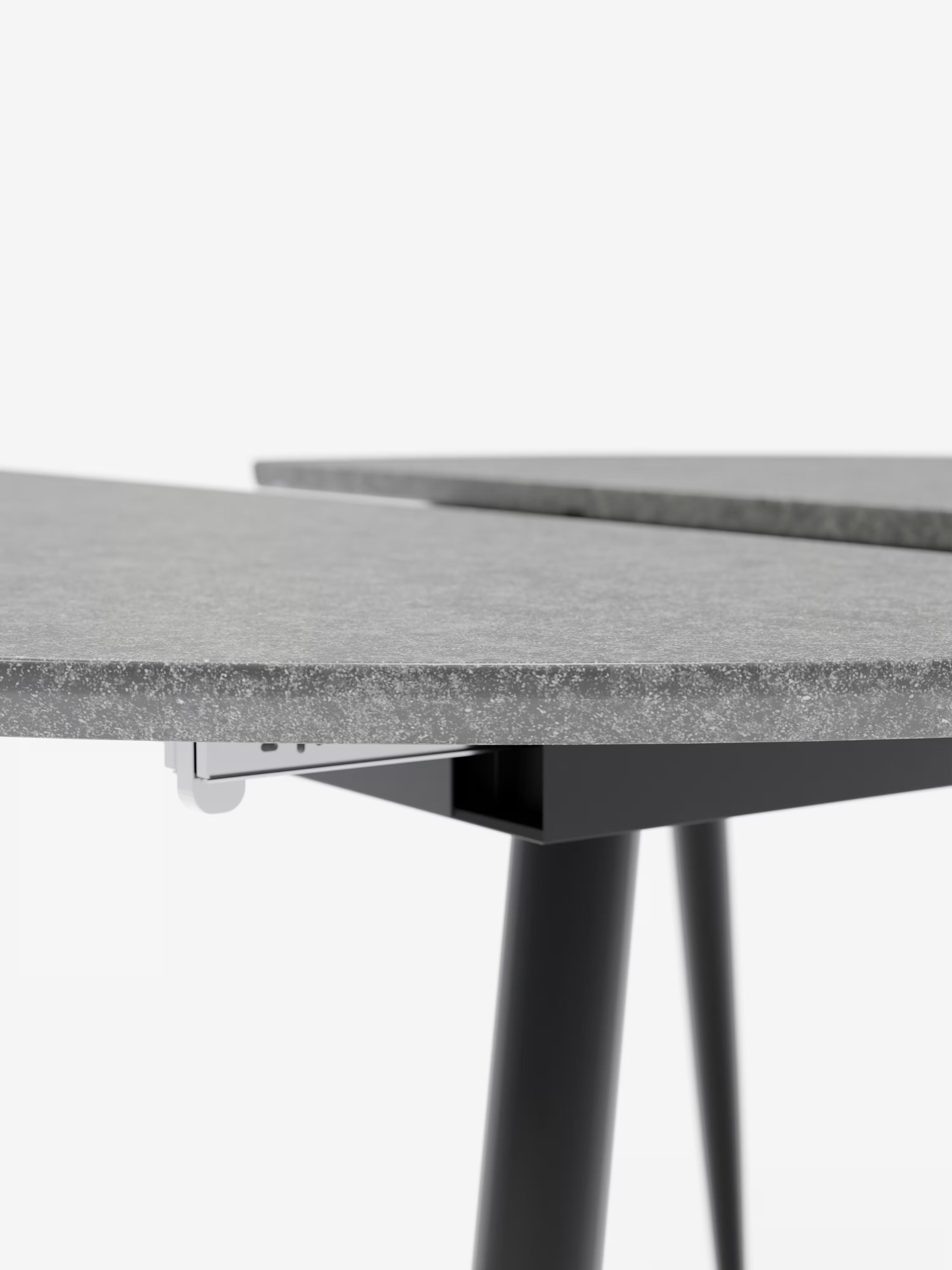 Habla Mesa redonda extensible con sobre efecto cemento – base de metal negro Ø 120 (L 160) cm