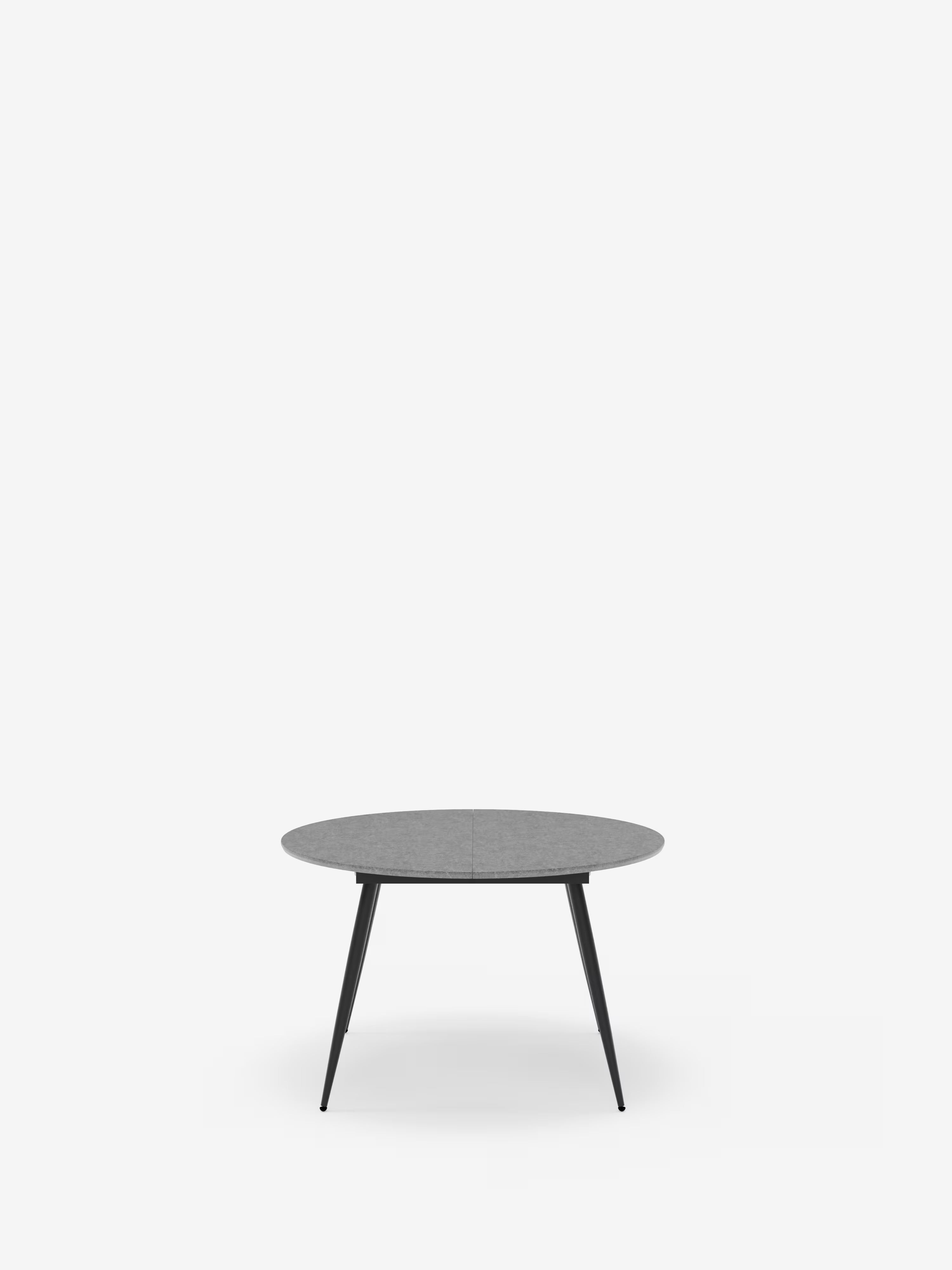 Habla Tavolo rotondo allungabile con piano effetto cemento – base in metallo nero Ø 120 (L 160) cm