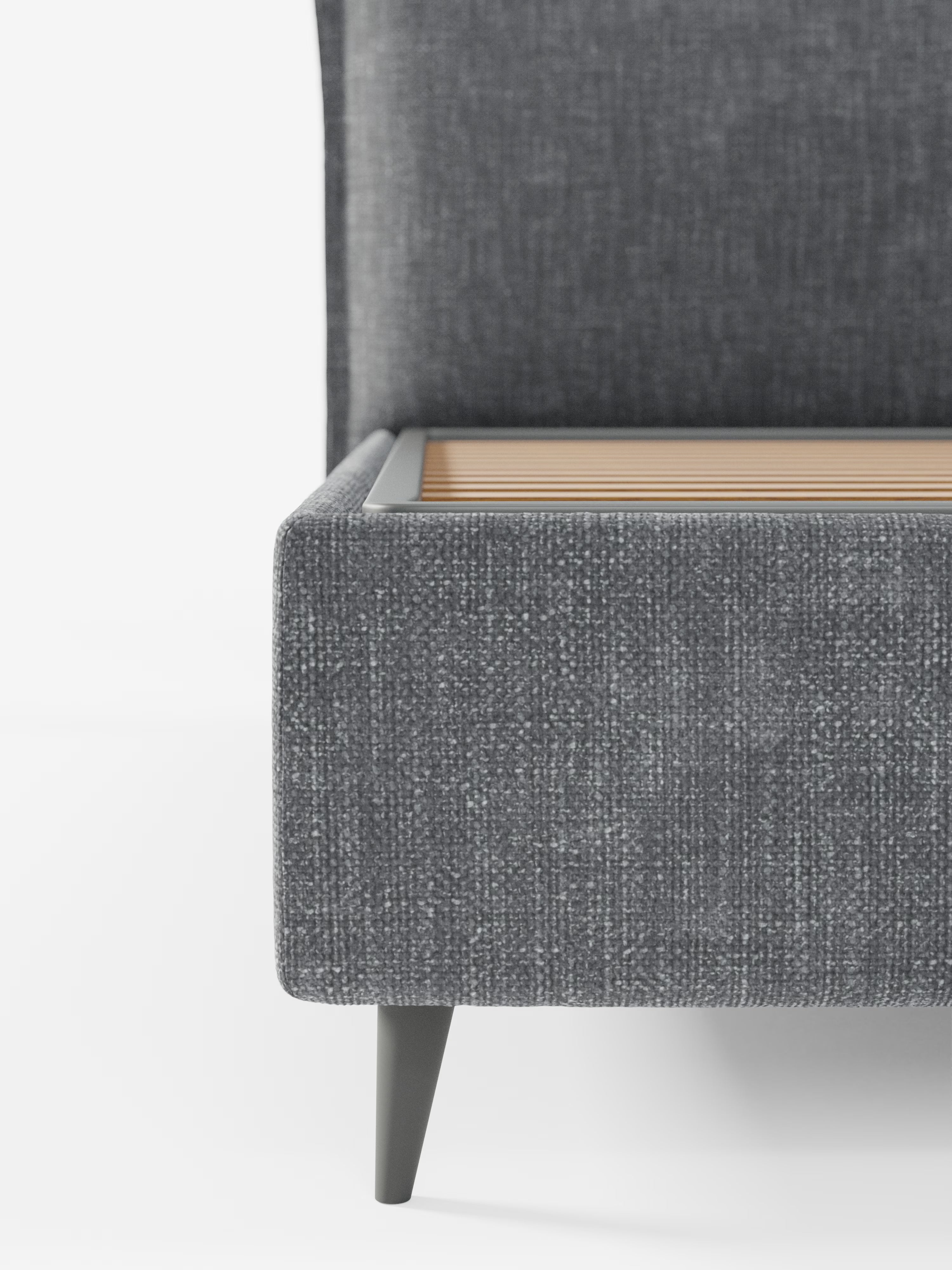 Hans Storage bed with minimal design in soft-touch flame fabric, waterproof
