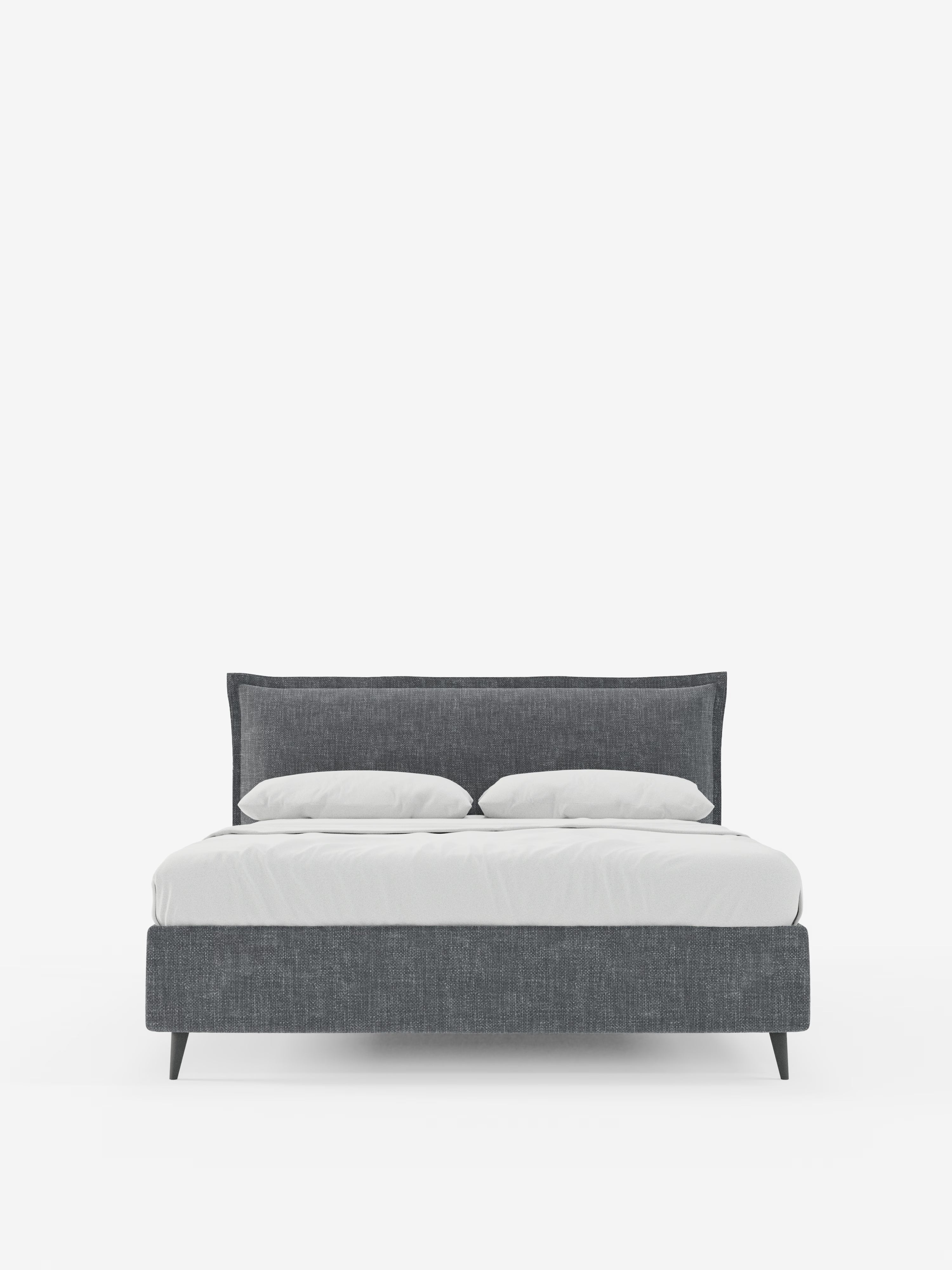 Hans Storage bed with minimal design in soft-touch flame fabric, waterproof
