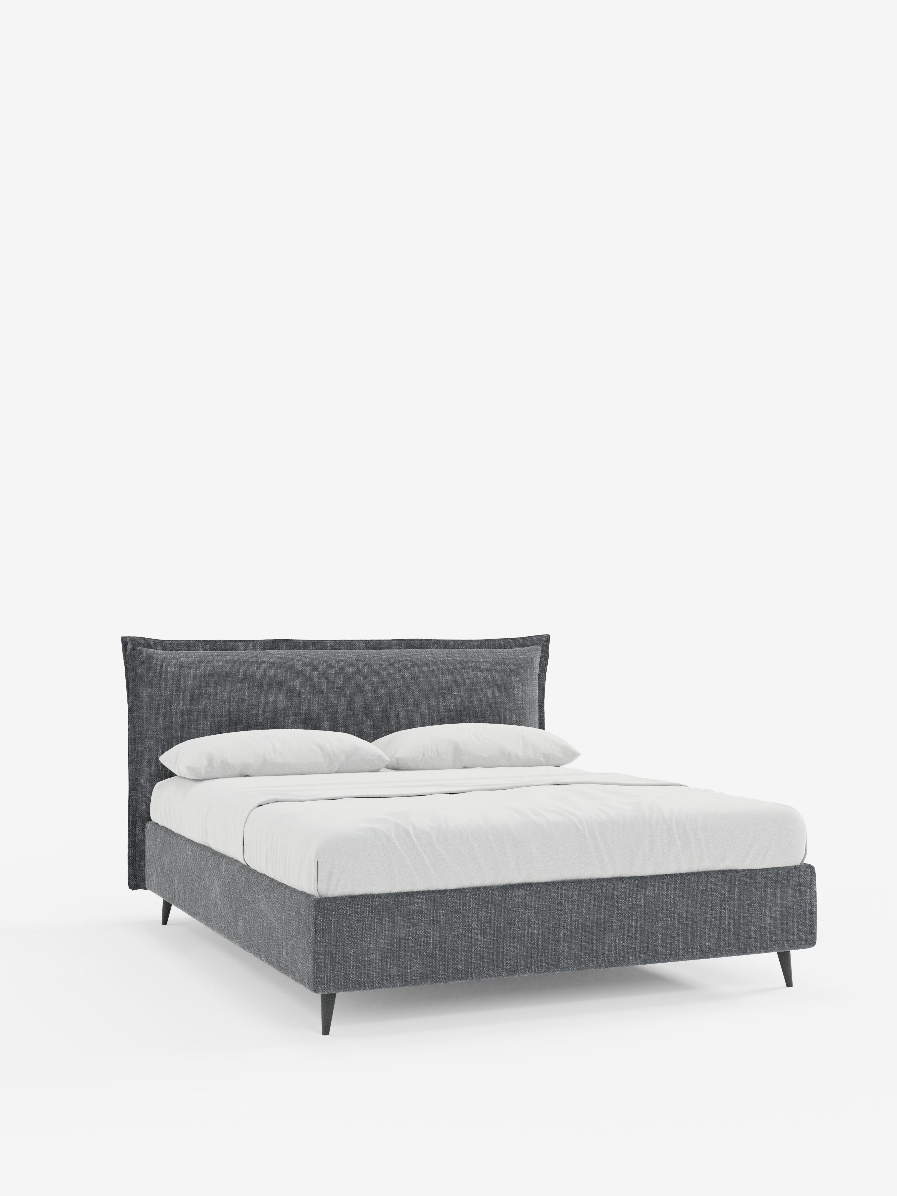 Hans Storage bed with minimal design in soft-touch flame fabric, waterproof