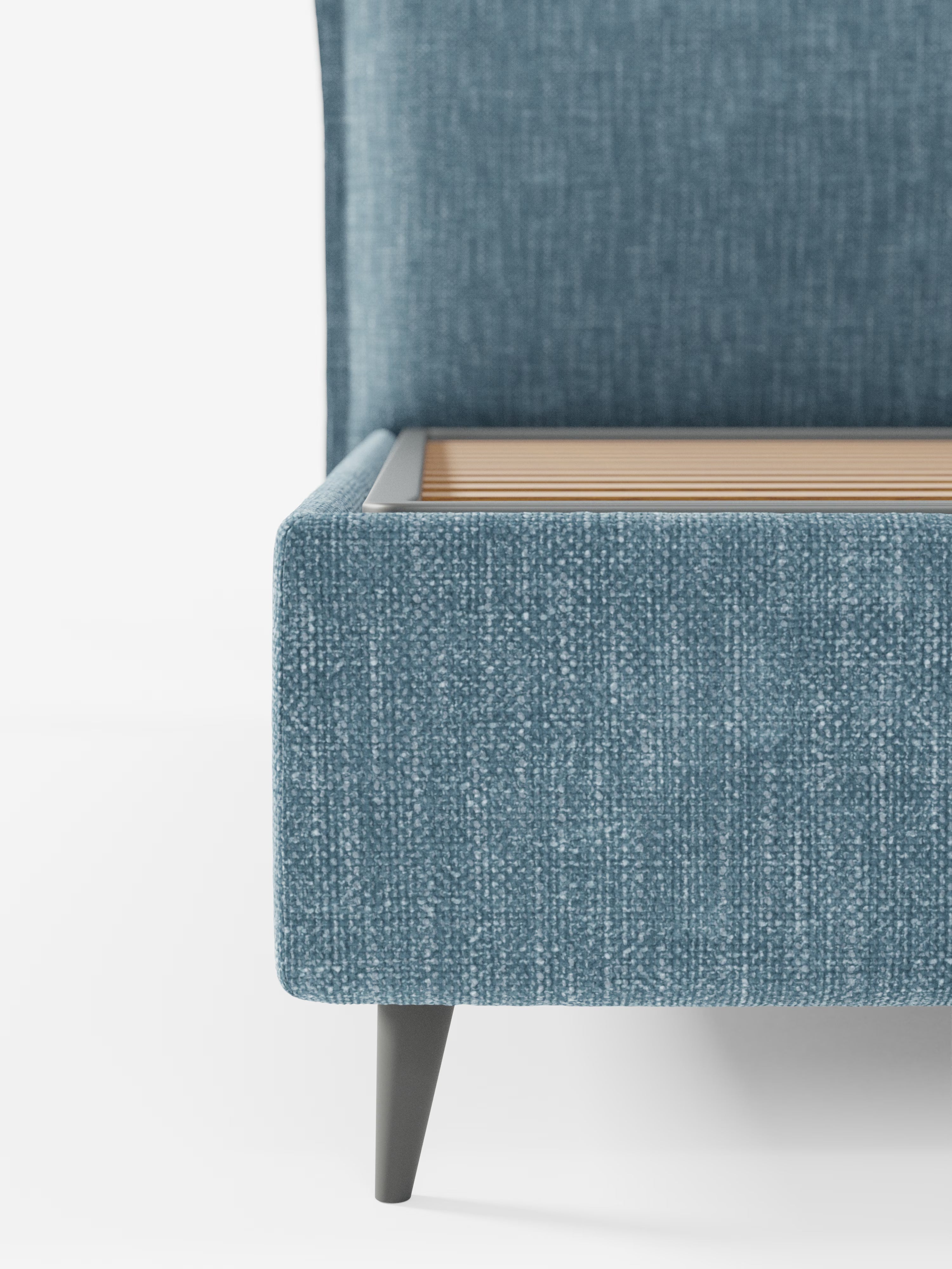 Hans Storage bed with minimal design in soft-touch flame fabric, waterproof