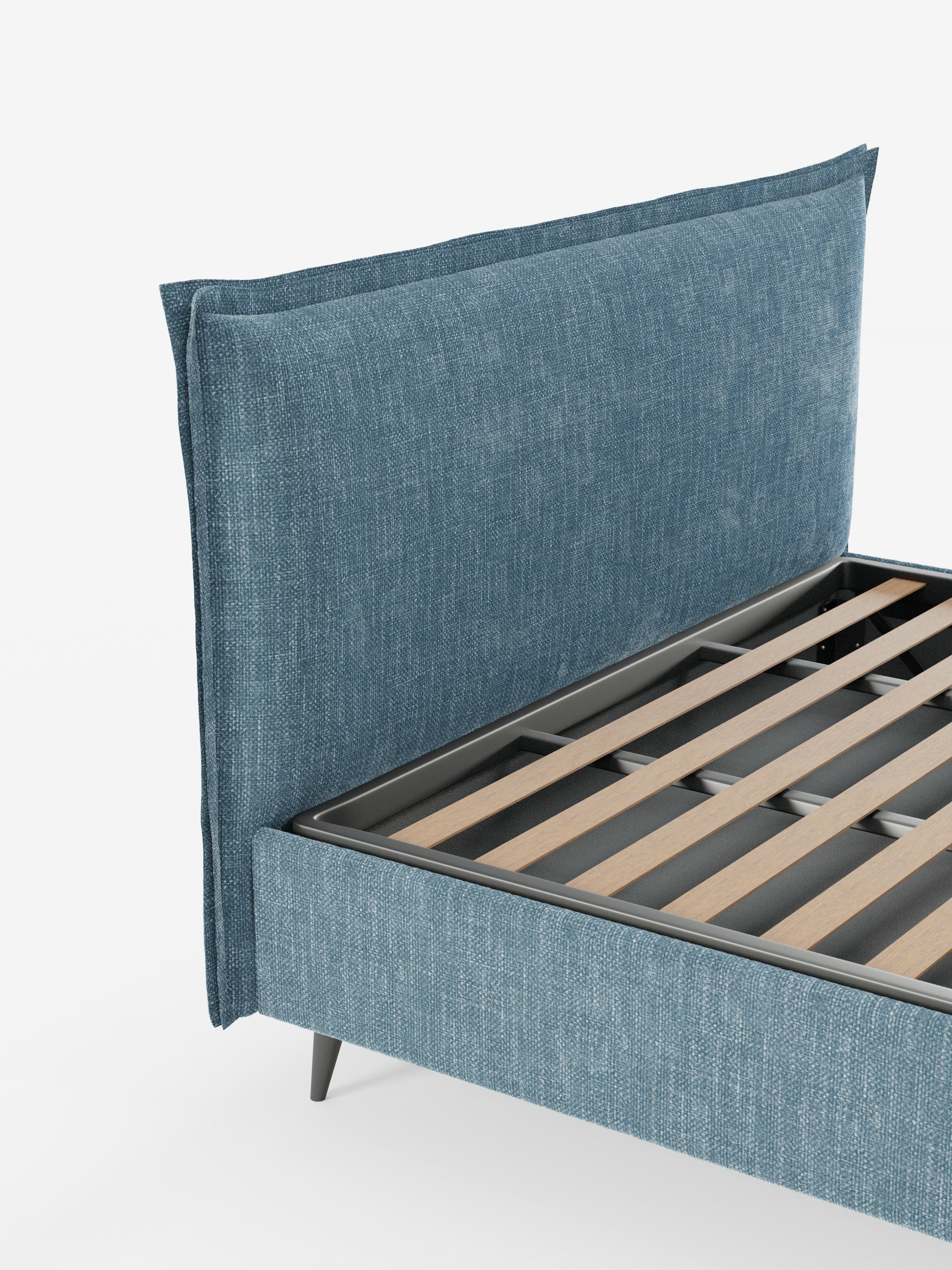 Hans Storage bed with minimal design in soft-touch flame fabric, waterproof