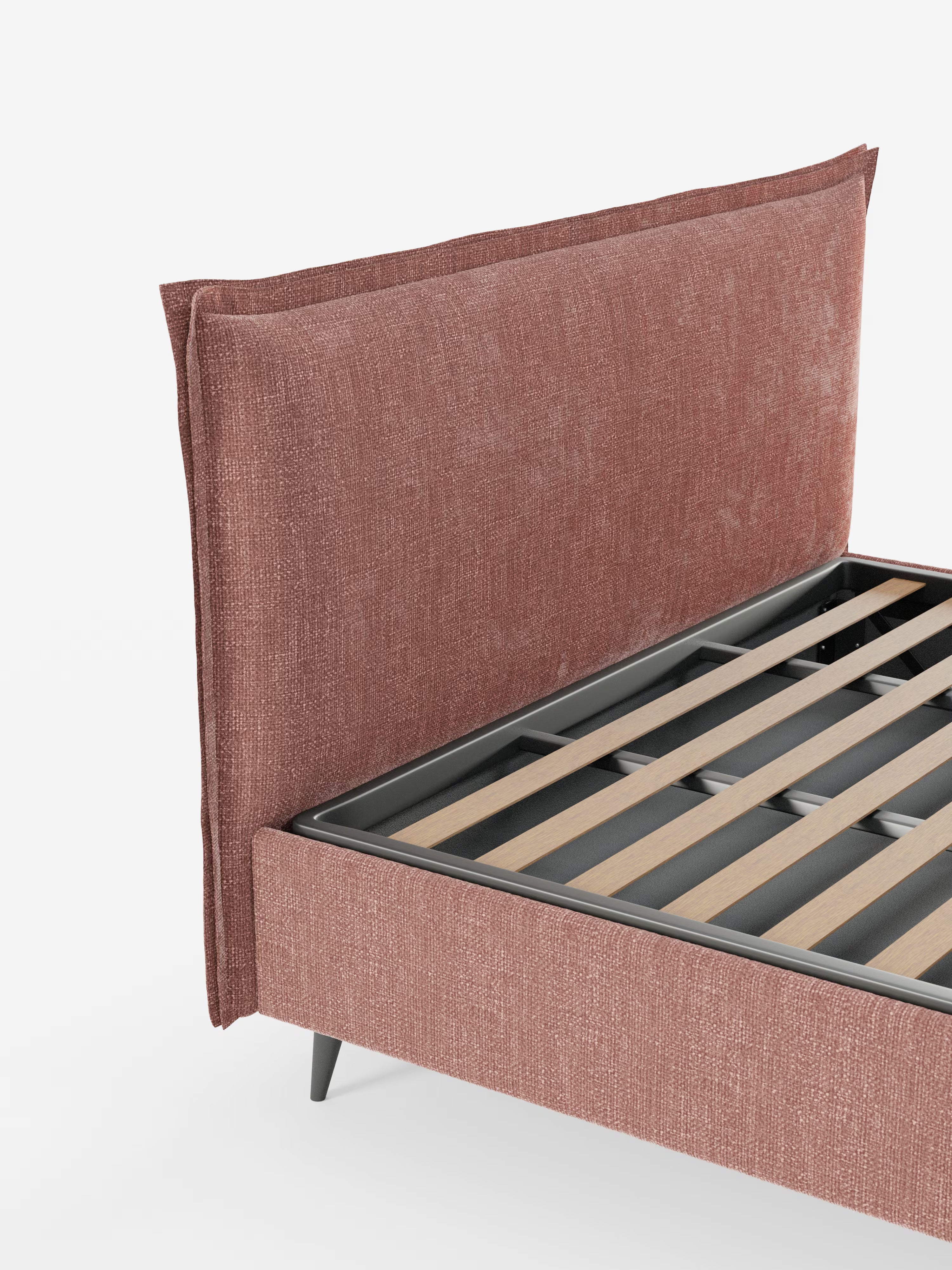 Hans Storage bed with minimal design in soft-touch flame fabric, waterproof